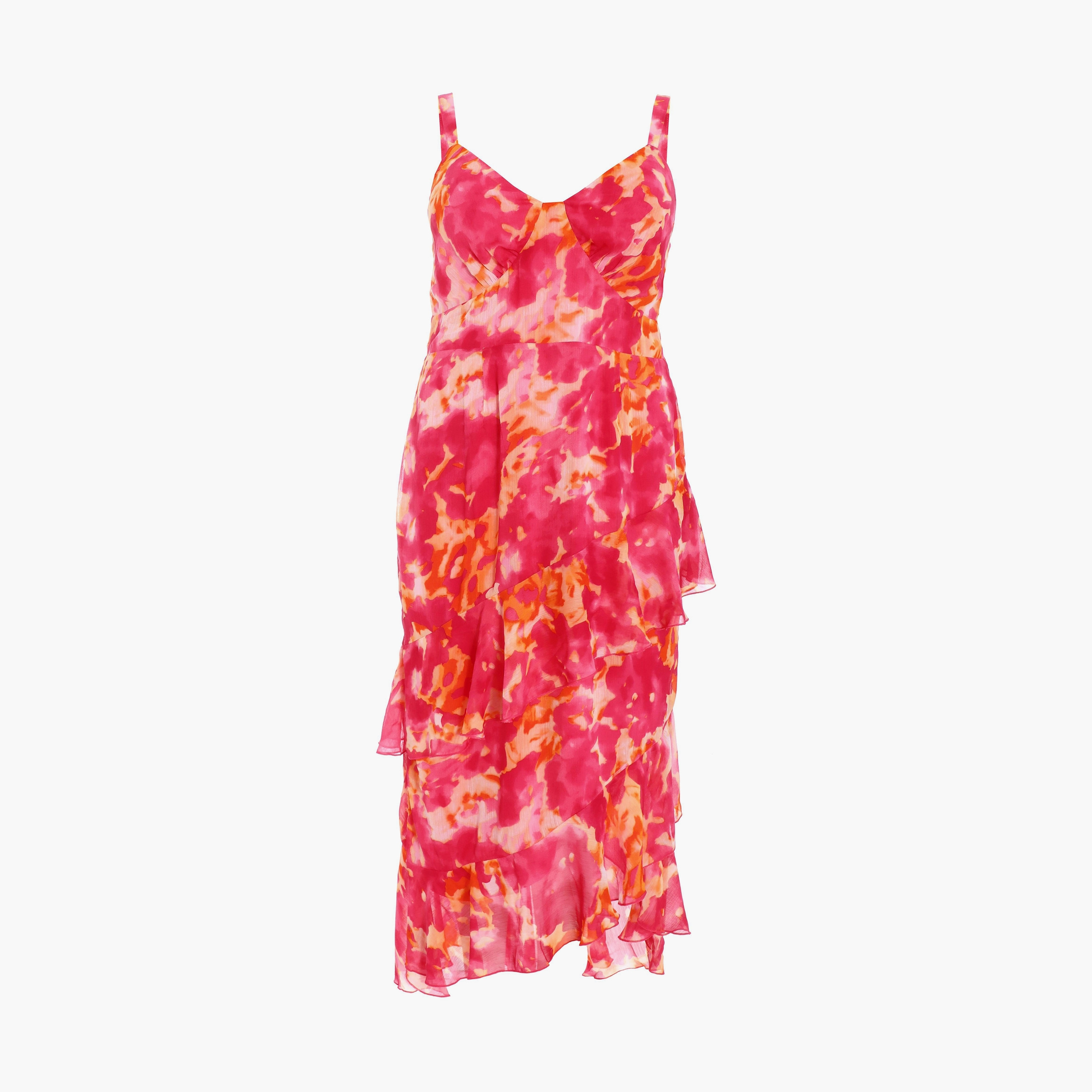 Quiz Curve Pink and Orange Chiffon Cowl Ruffle Maxi Dress-women-clothing-dresses-image-5