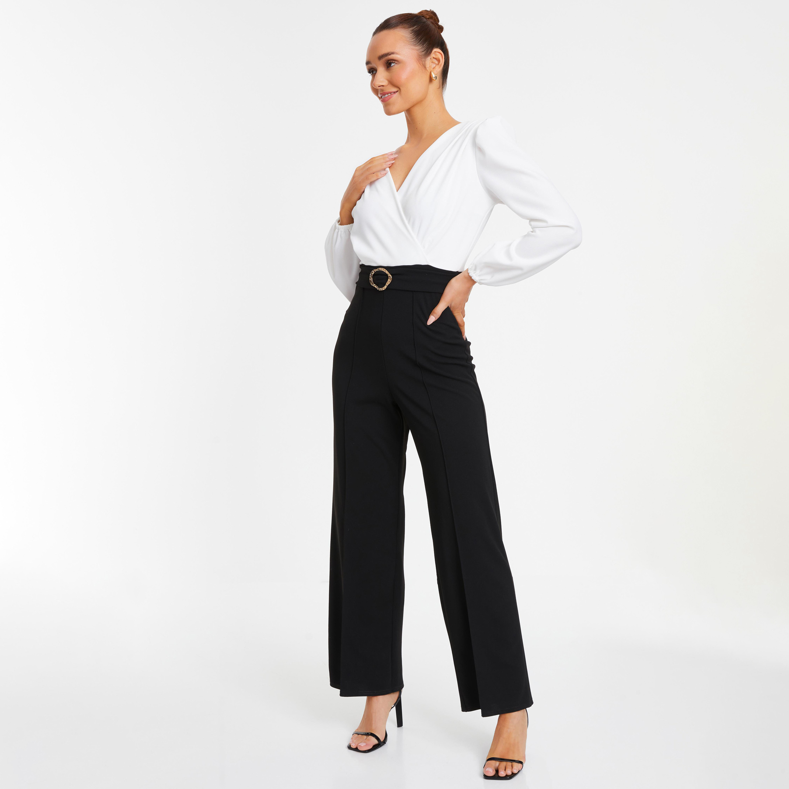 Quiz Plain V-Neck Wrap Jumpsuit-women-clothing-jumpsuits-image-1