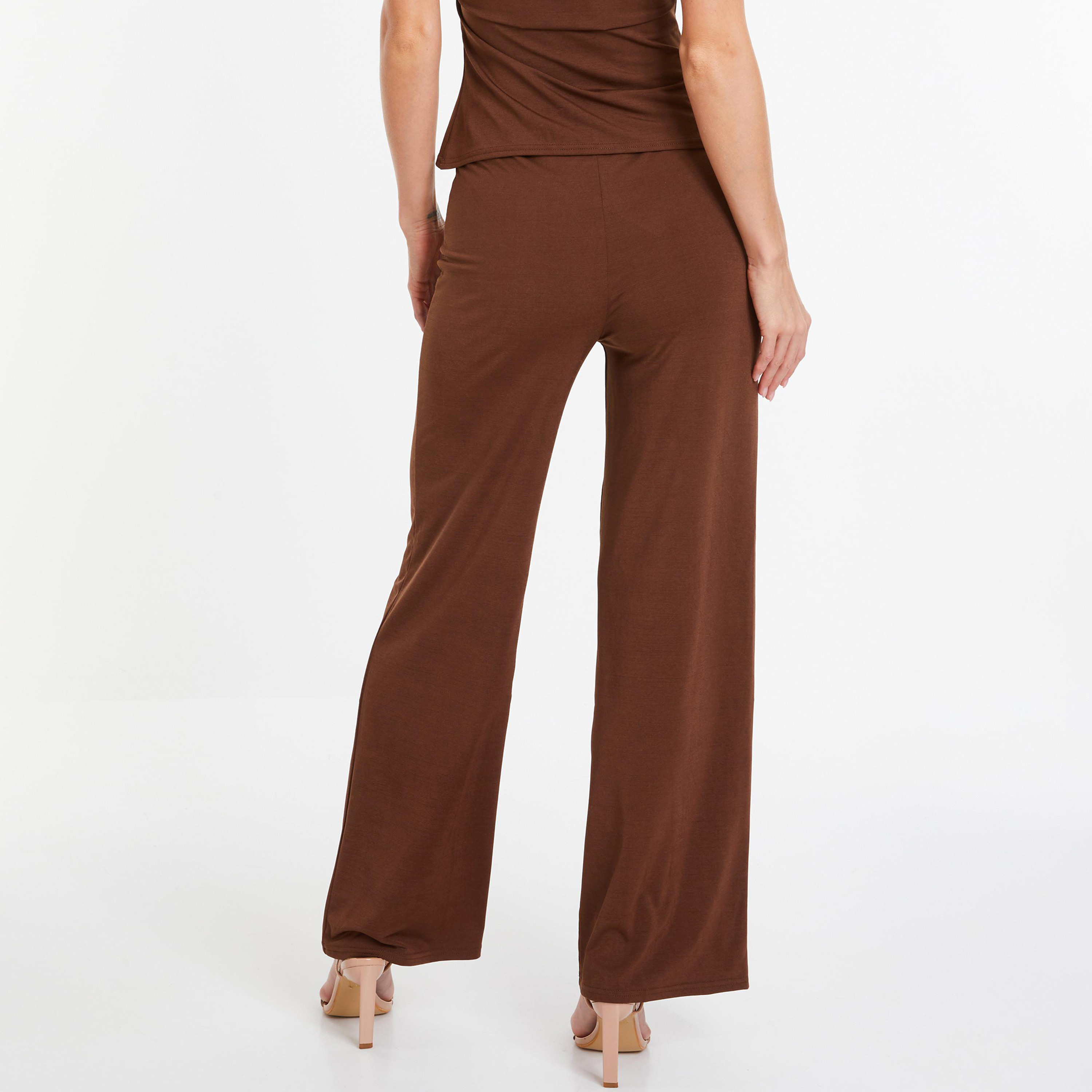 Quiz Plain Wide Leg Trousers-women-clothing-bottoms-trousers-image-4