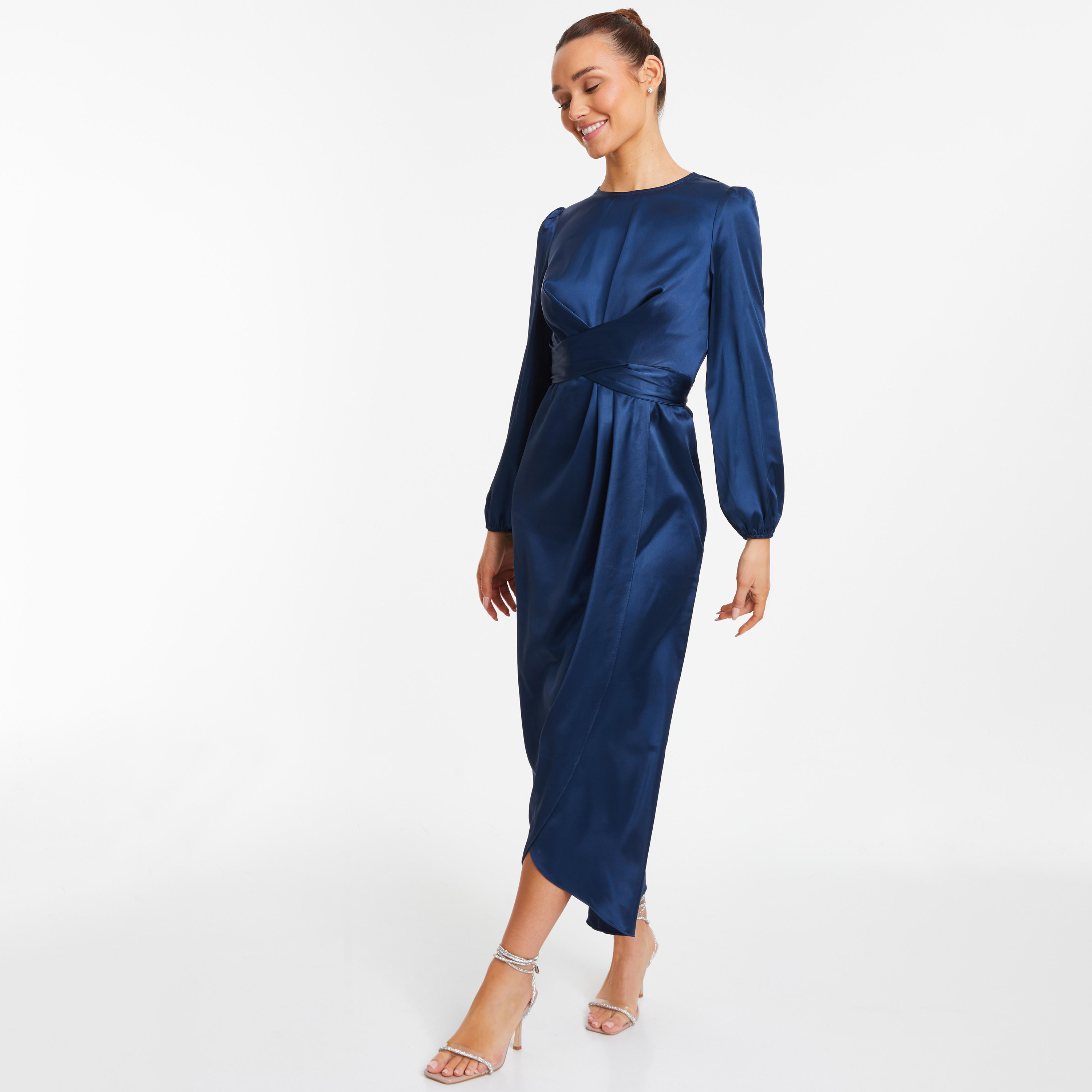 Quiz Plain Round Neck Midi Dress-women-clothing-dresses-image-2