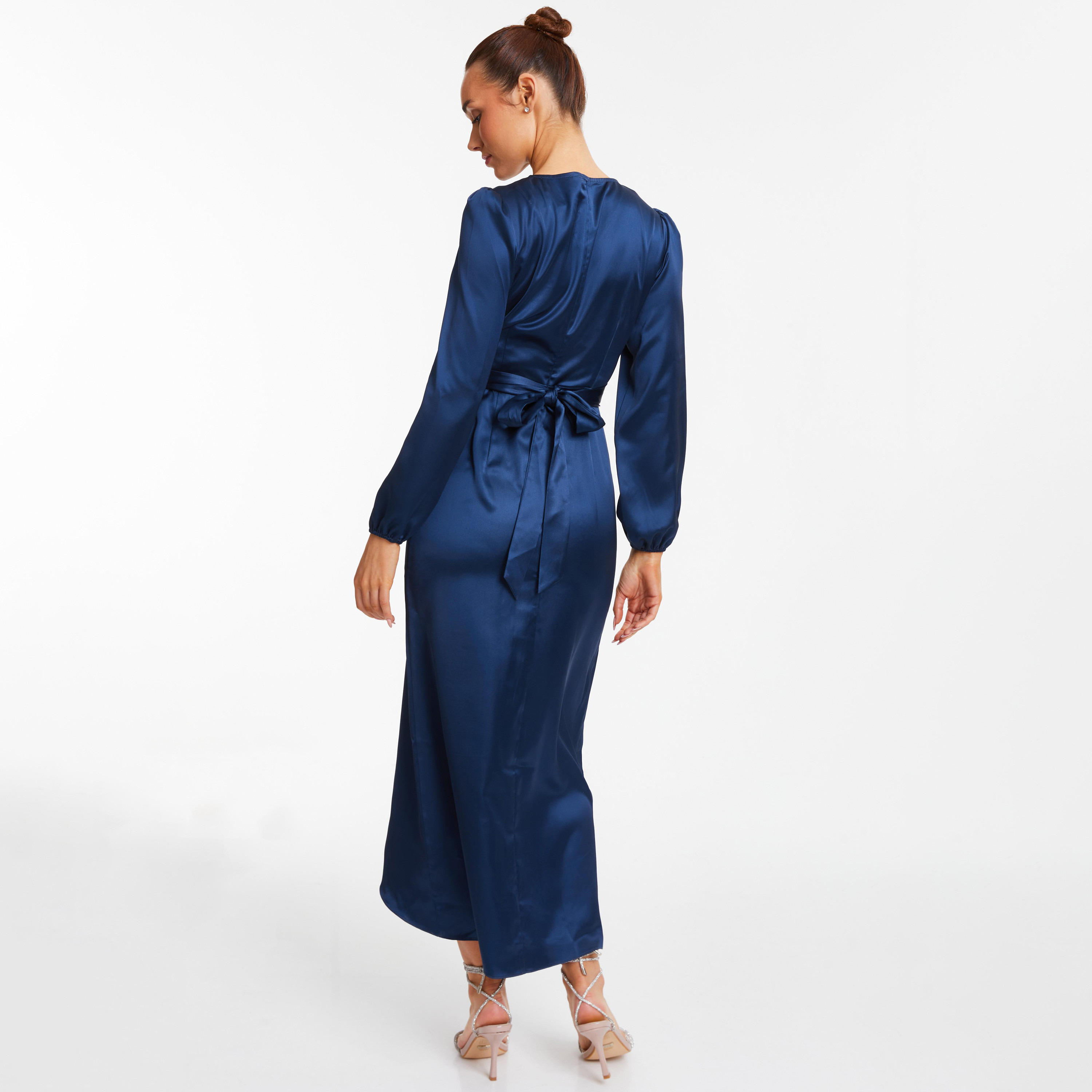 Quiz Plain Round Neck Midi Dress-women-clothing-dresses-image-4