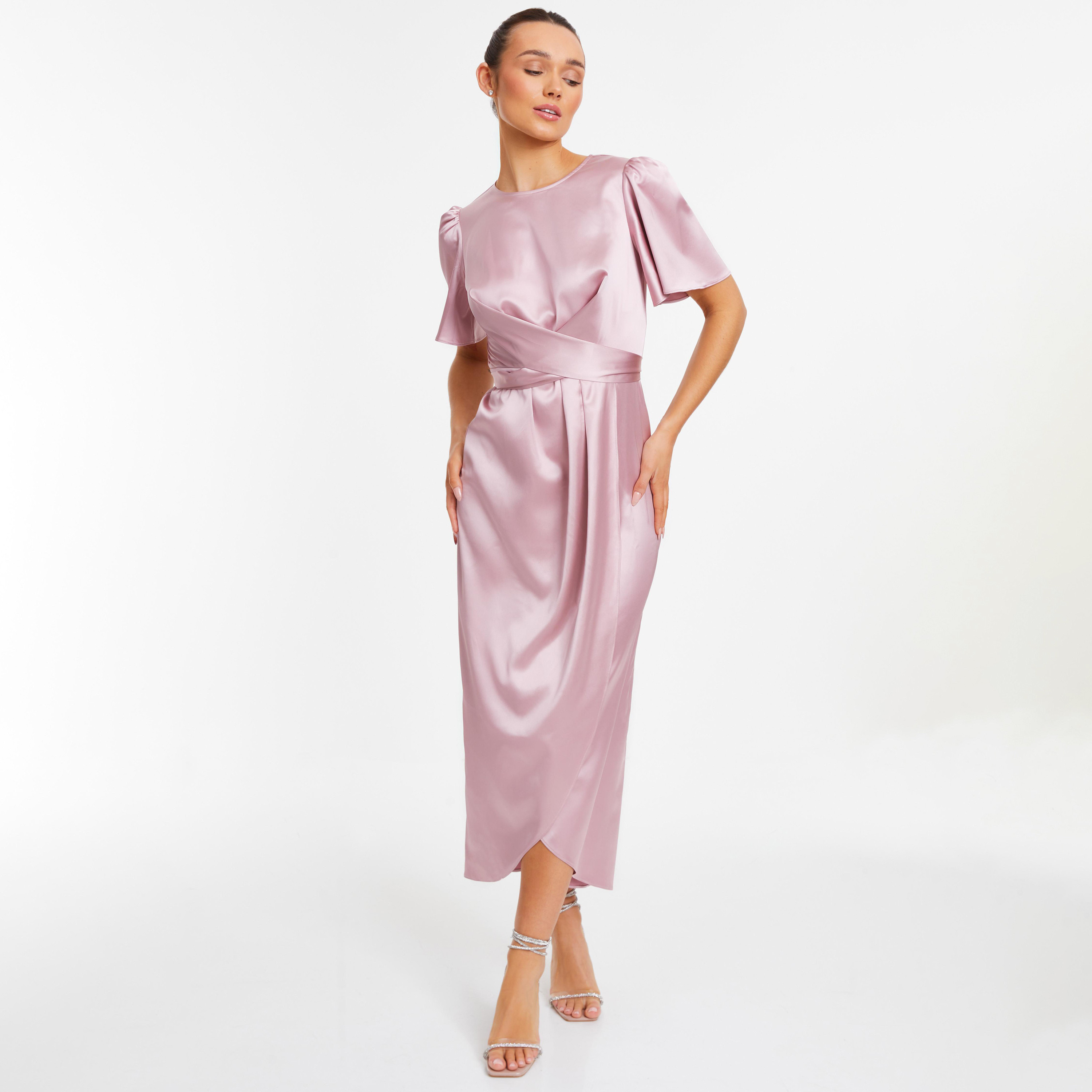 Quiz Plain Round Neck Midi Dress-women-clothing-dresses-image-1