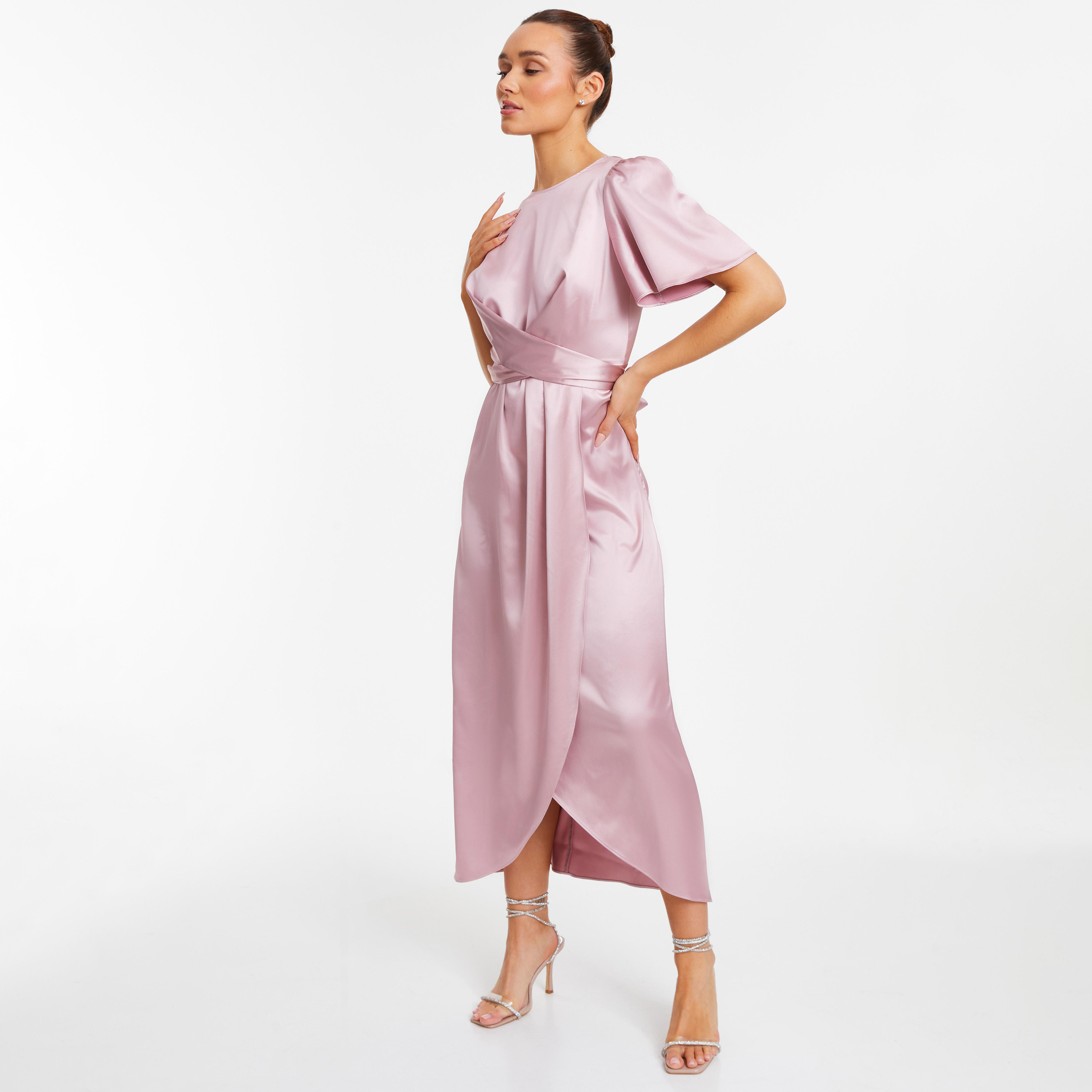 Quiz Plain Round Neck Midi Dress-women-clothing-dresses-image-2