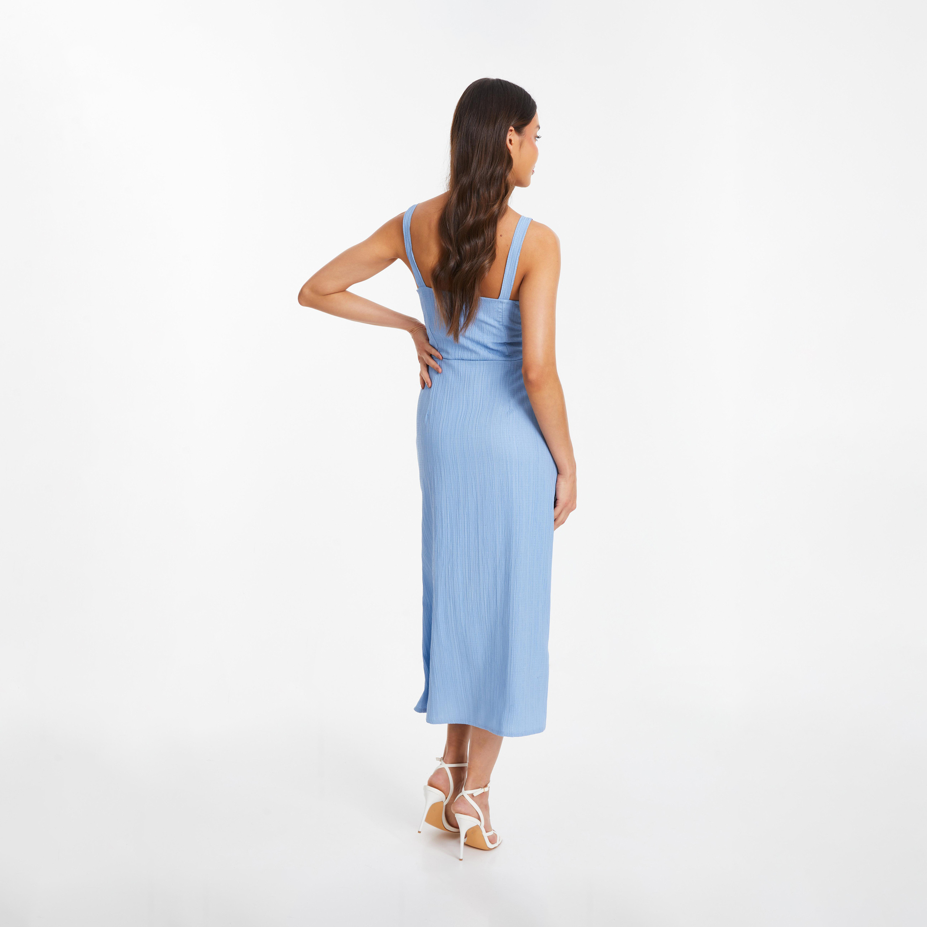 Quiz Light Blue Woven Frill Detail Strappy Midi Dress-women-clothing-dresses-image-2