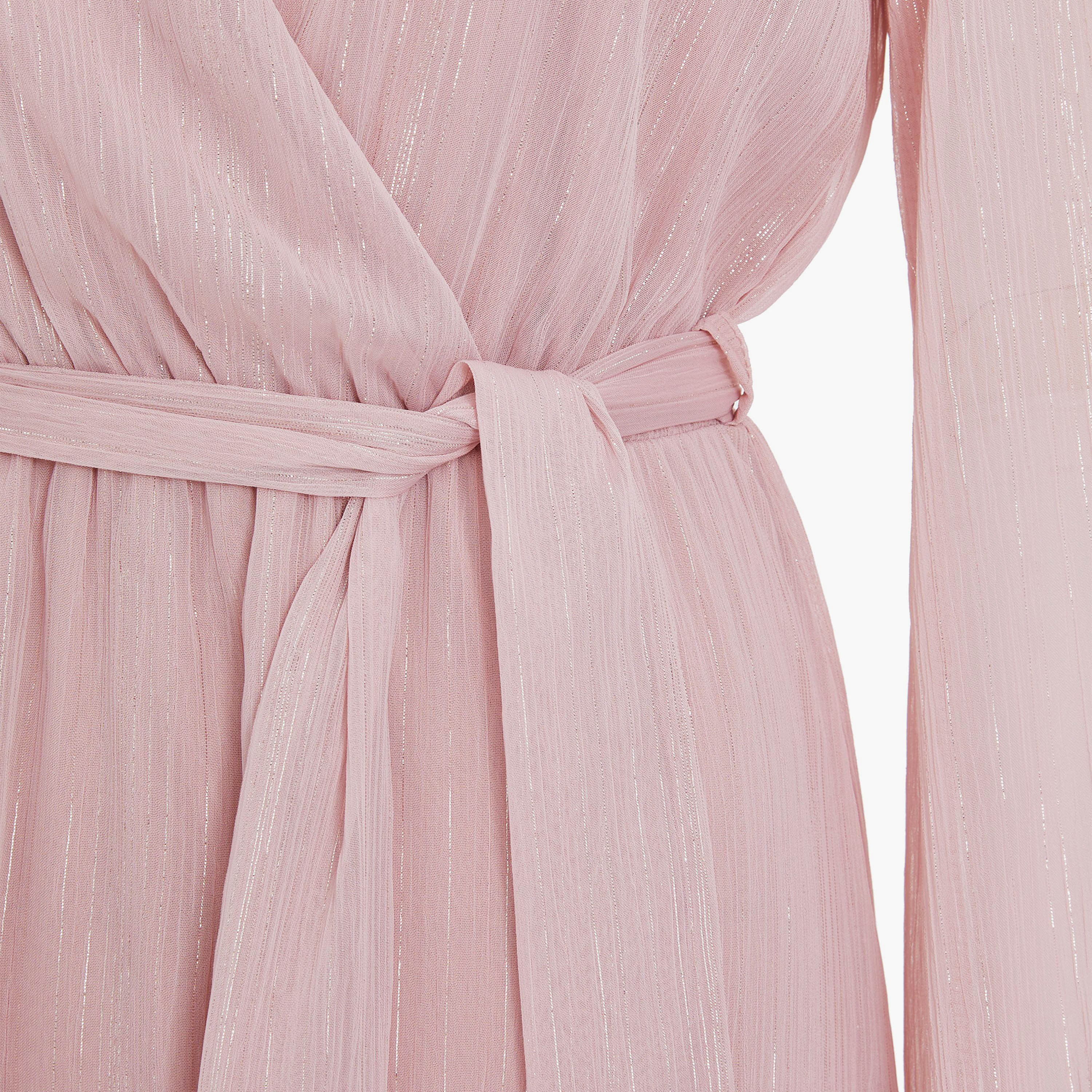 Quiz Pink Metallic Chiffon Evening Dress-women-clothing-dresses-image-4