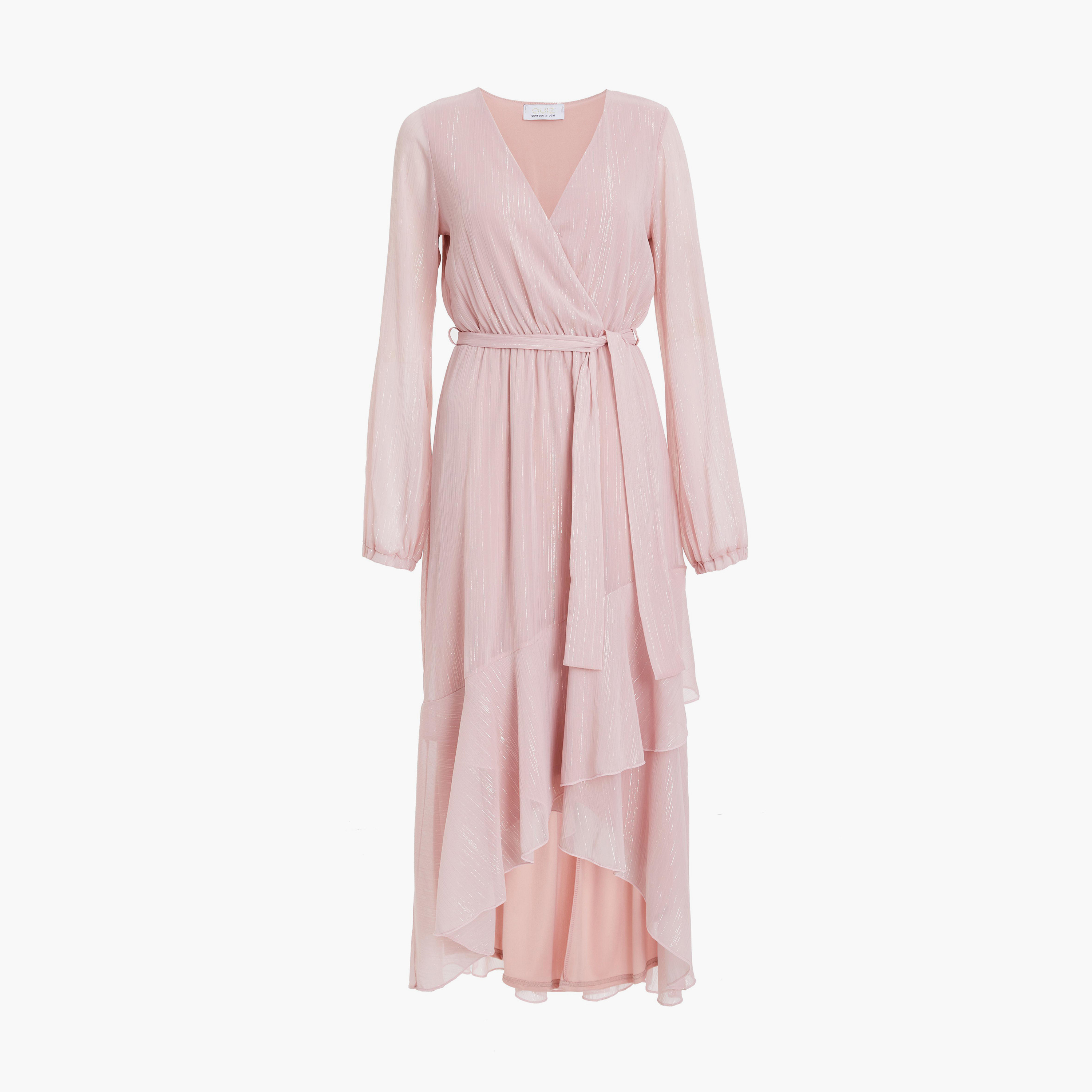 Quiz Pink Metallic Chiffon Evening Dress-women-clothing-dresses-image-5