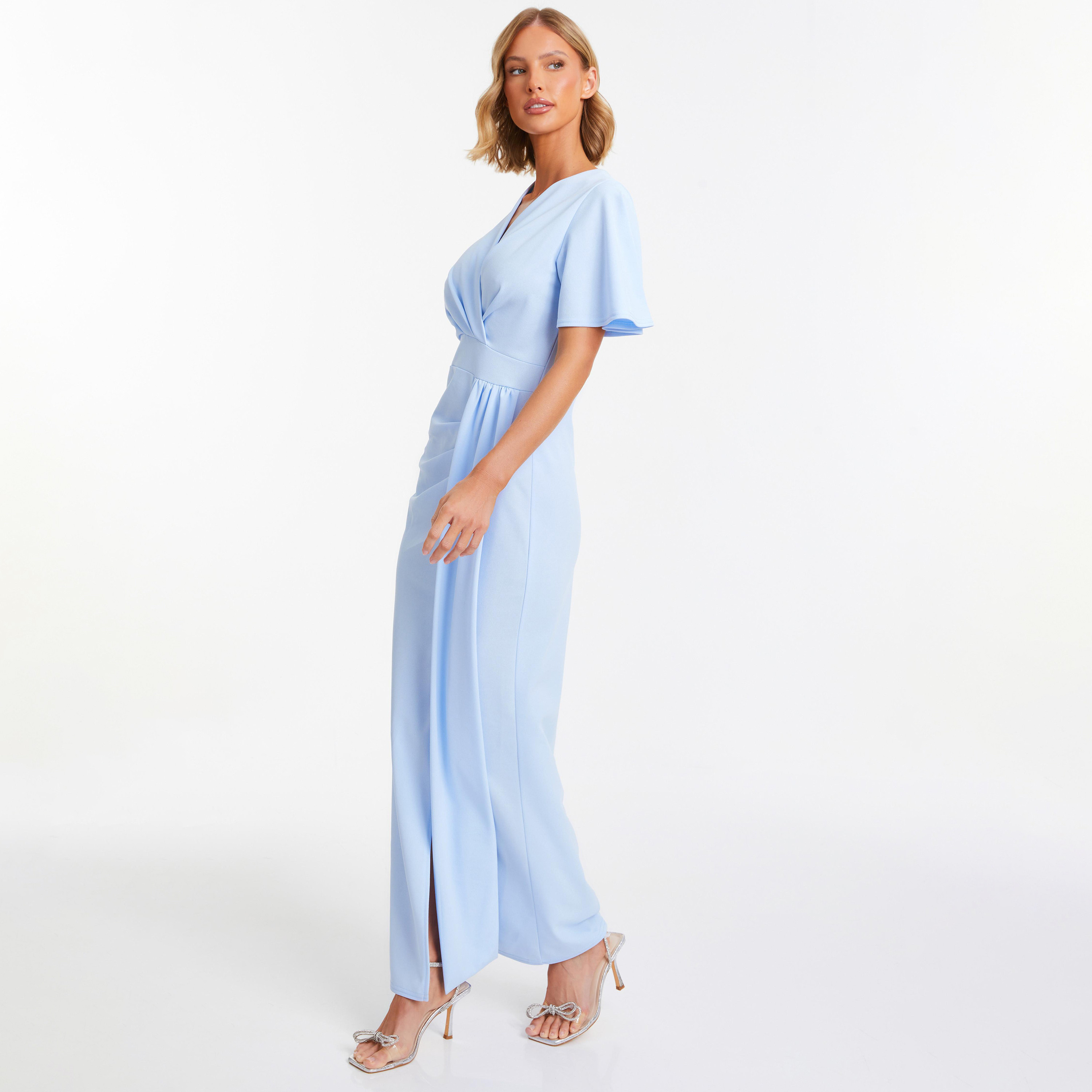Quiz Plain V-Neck Wrap Maxi Dress-women-clothing-dresses-image-2