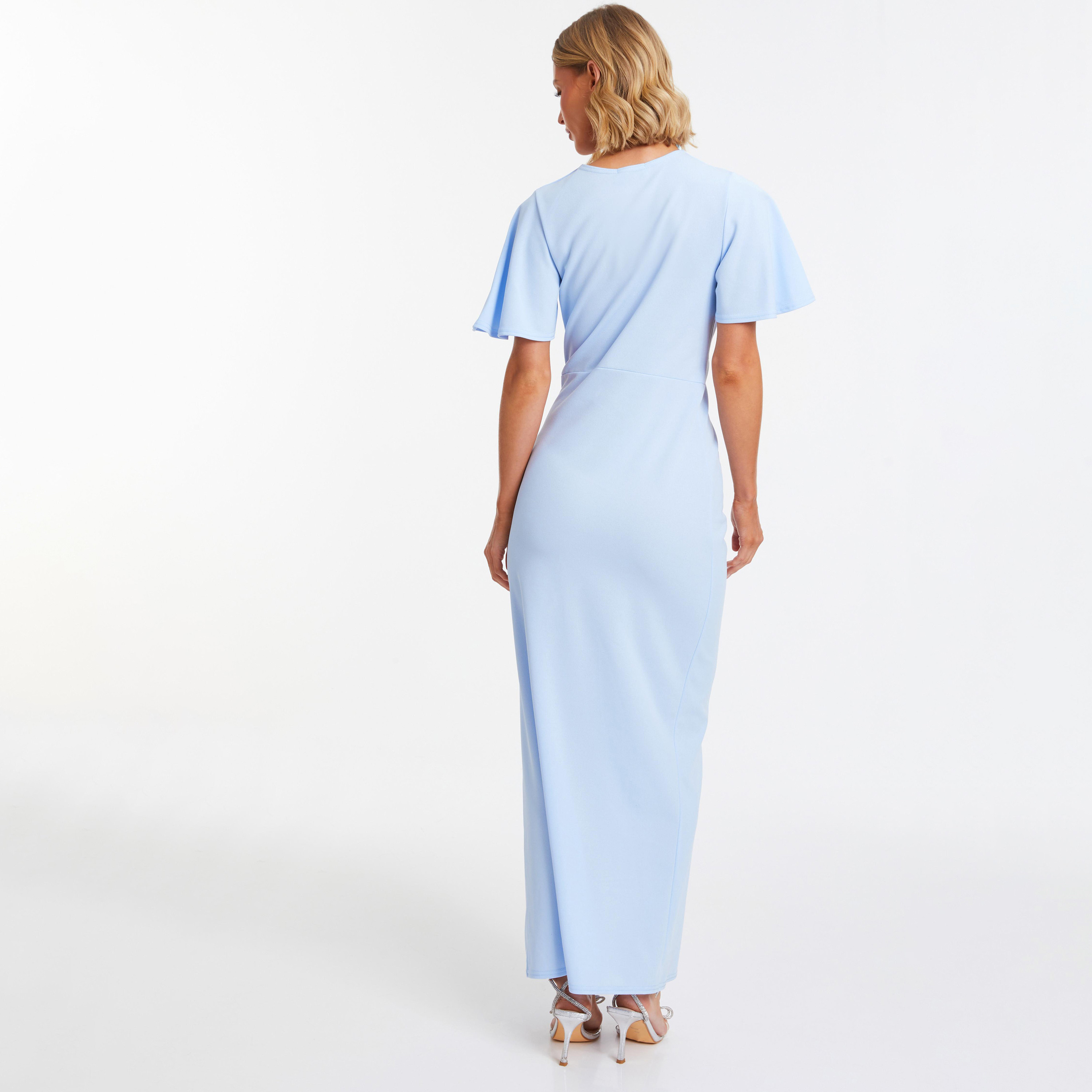 Quiz Plain V-Neck Wrap Maxi Dress-women-clothing-dresses-image-4