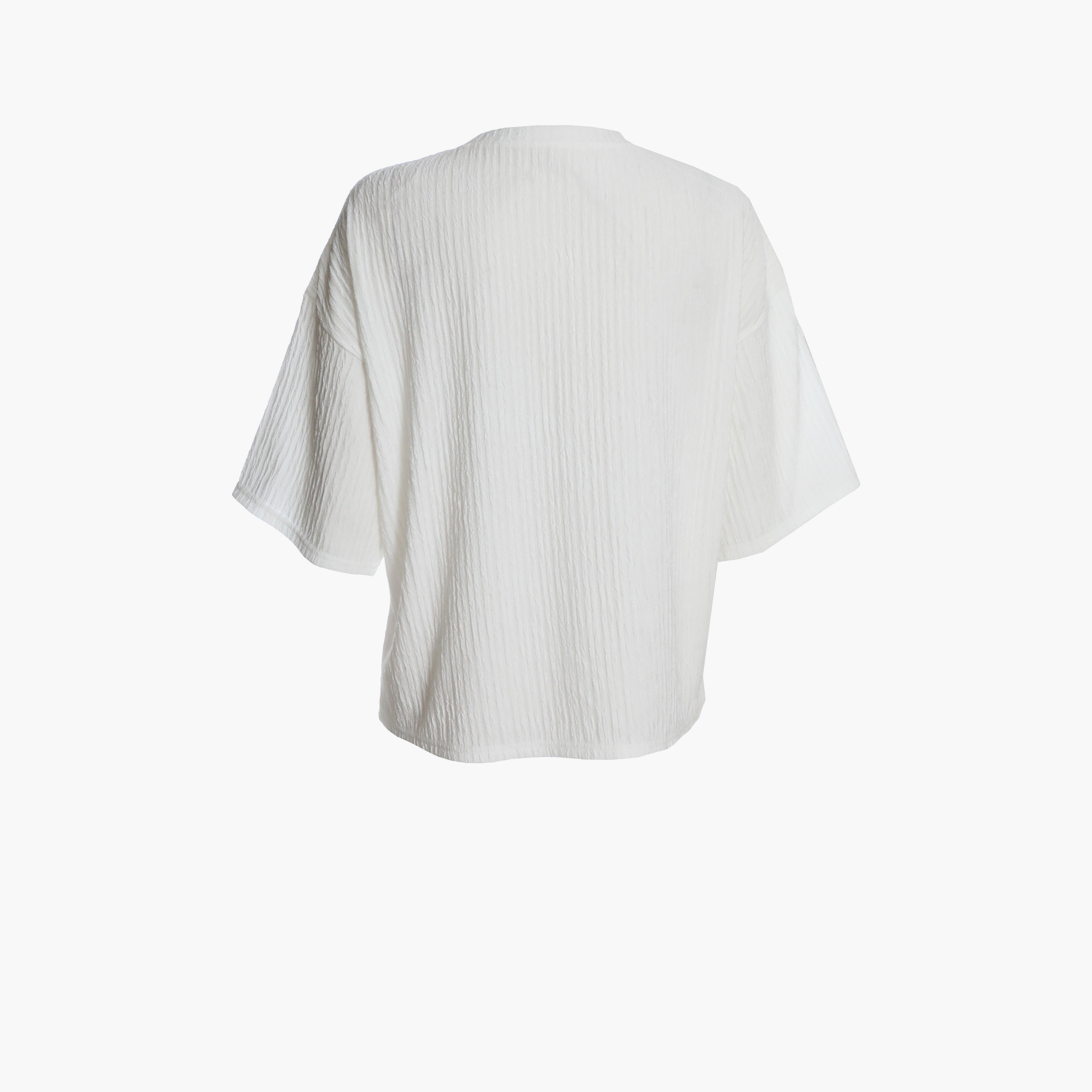 Quiz White Round Neck Textured T-Shirt-women-clothing-tshirts-image-6