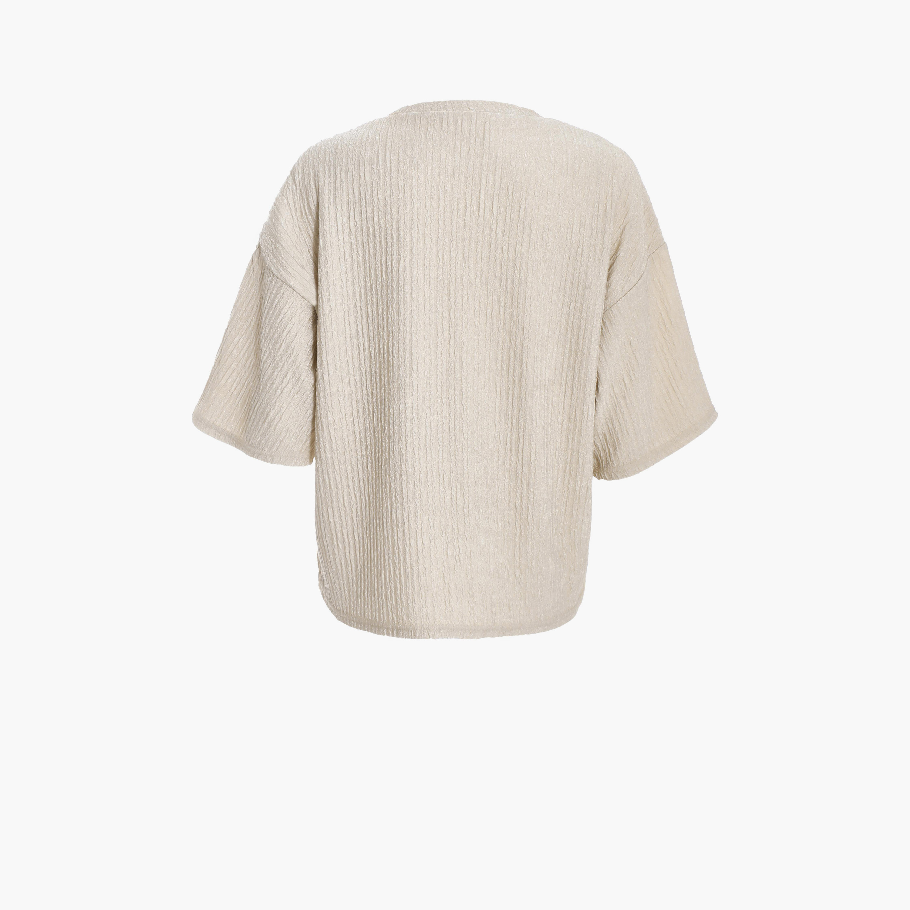 Quiz Stone Round Neck Textured T-Shirt-women-clothing-tshirts-image-6
