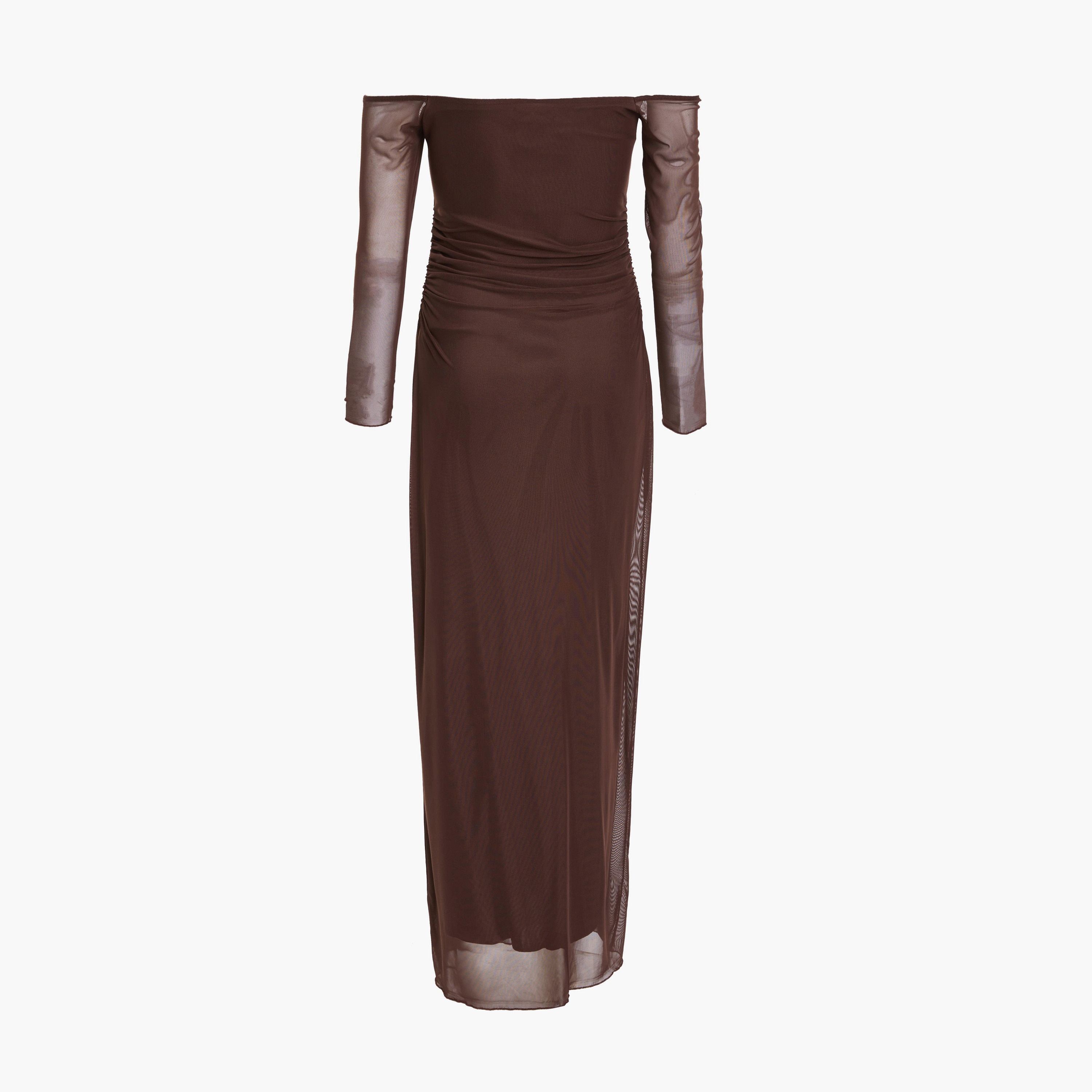 Quiz Brown Mesh Bardot Midaxi Dress-women-clothing-dresses-image-6