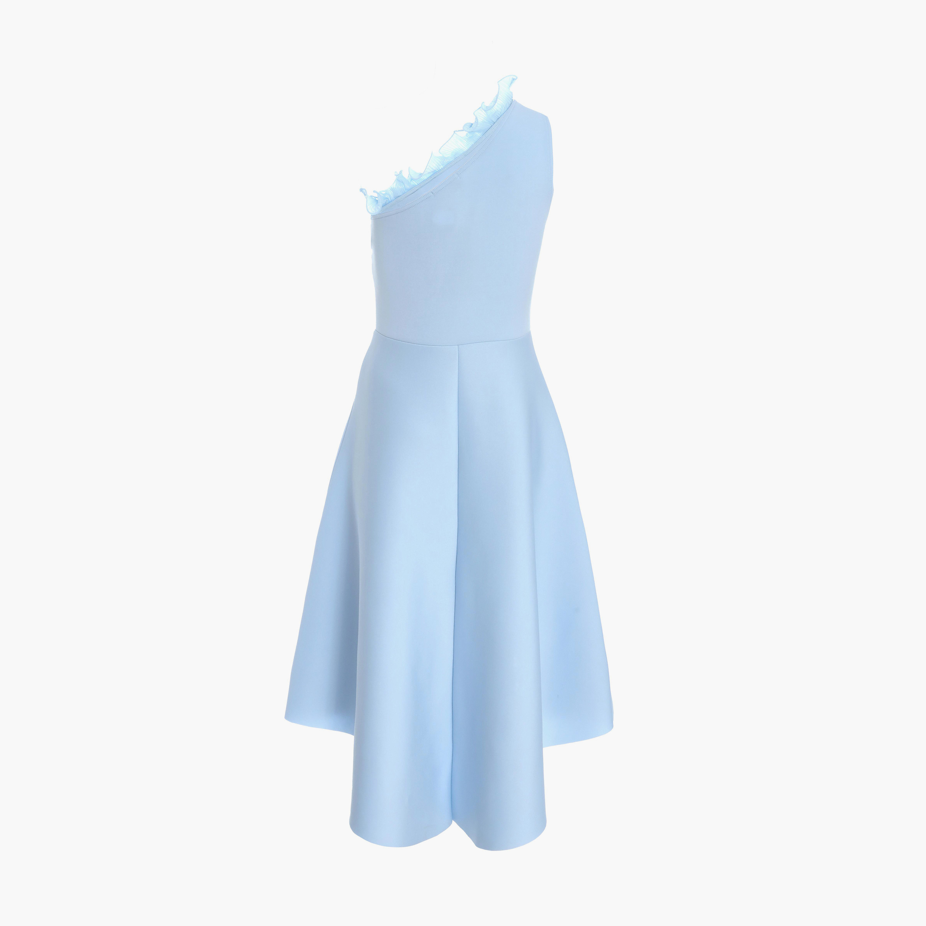 Quiz Light Blue Scuba Ruffle One Shoulder Skater Evening Midi Dress-women-clothing-dresses-image-6