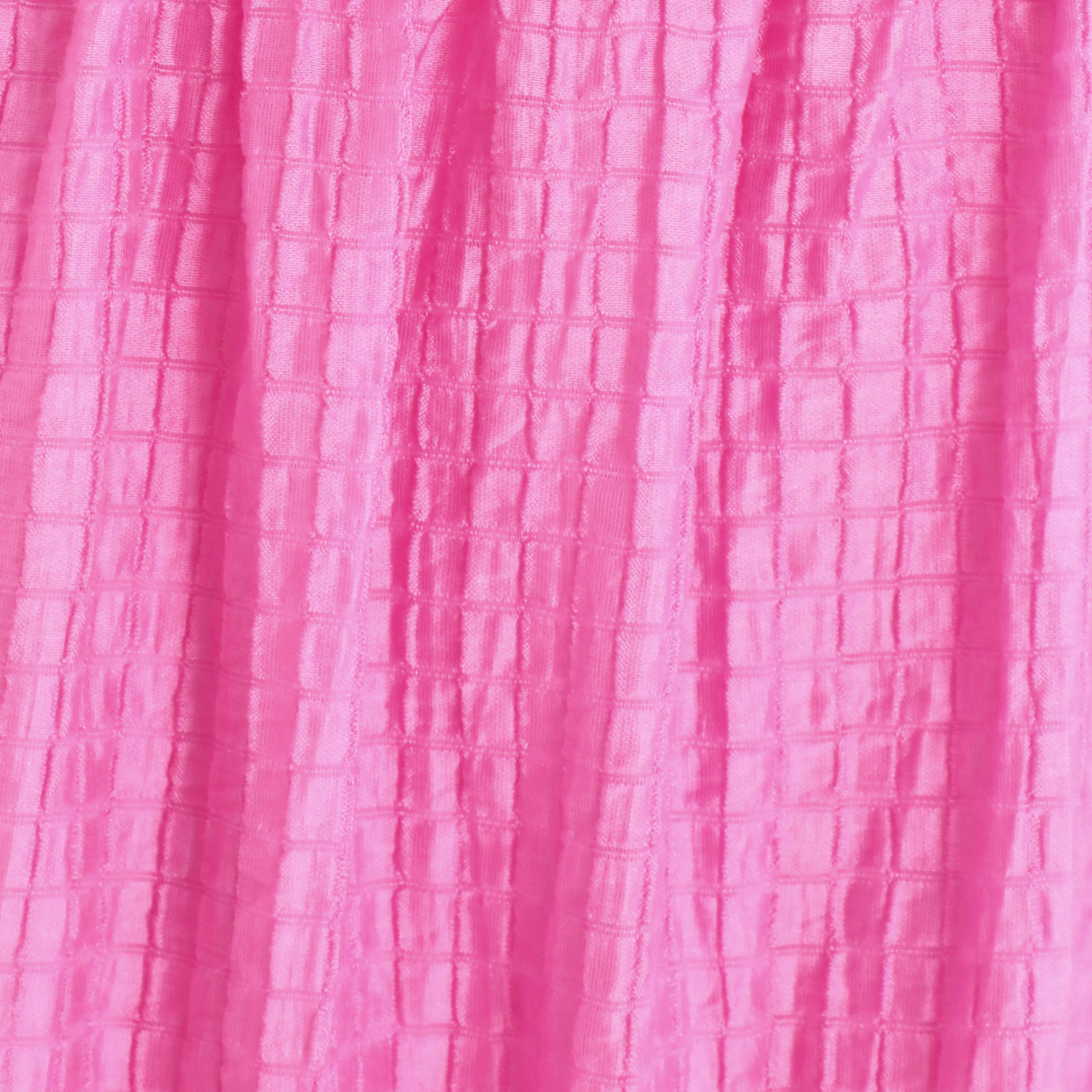 فستان باردوت متوسط الطول مزين بكشكش منسوج وردي اللون من كويز-women-clothing-dresses-image-4