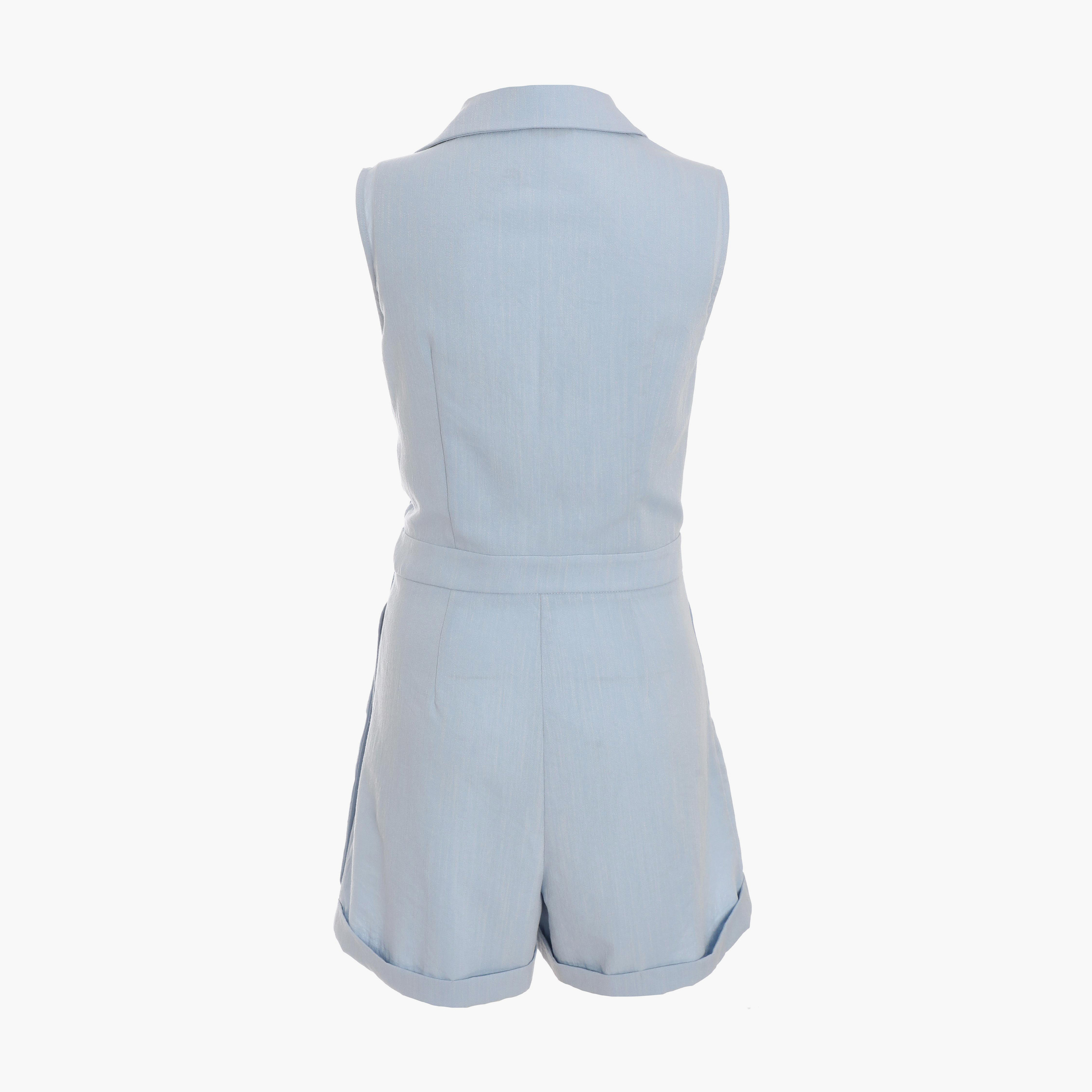 Quiz Light Blue Collar Detail Playsuit-women-clothing-jumpsuits-image-5