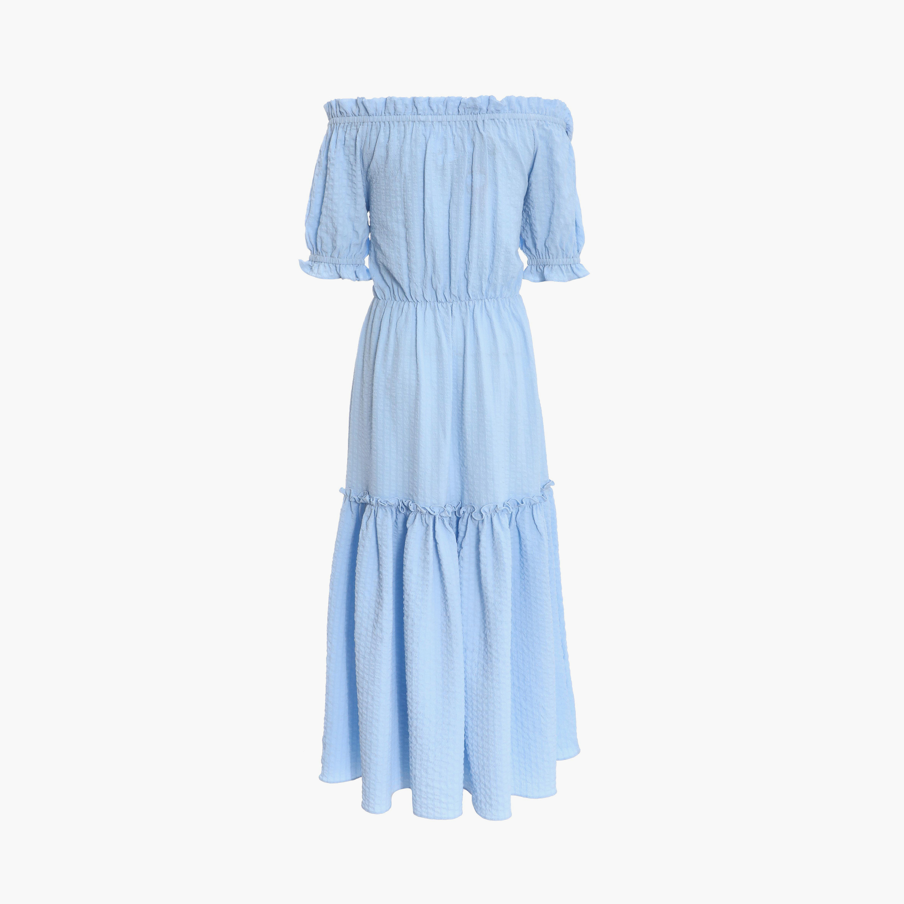 كويز- فستان سهرة طول متوسط منسوج منسوج لون أزرق الفاتح-women-clothing-dresses-image-6