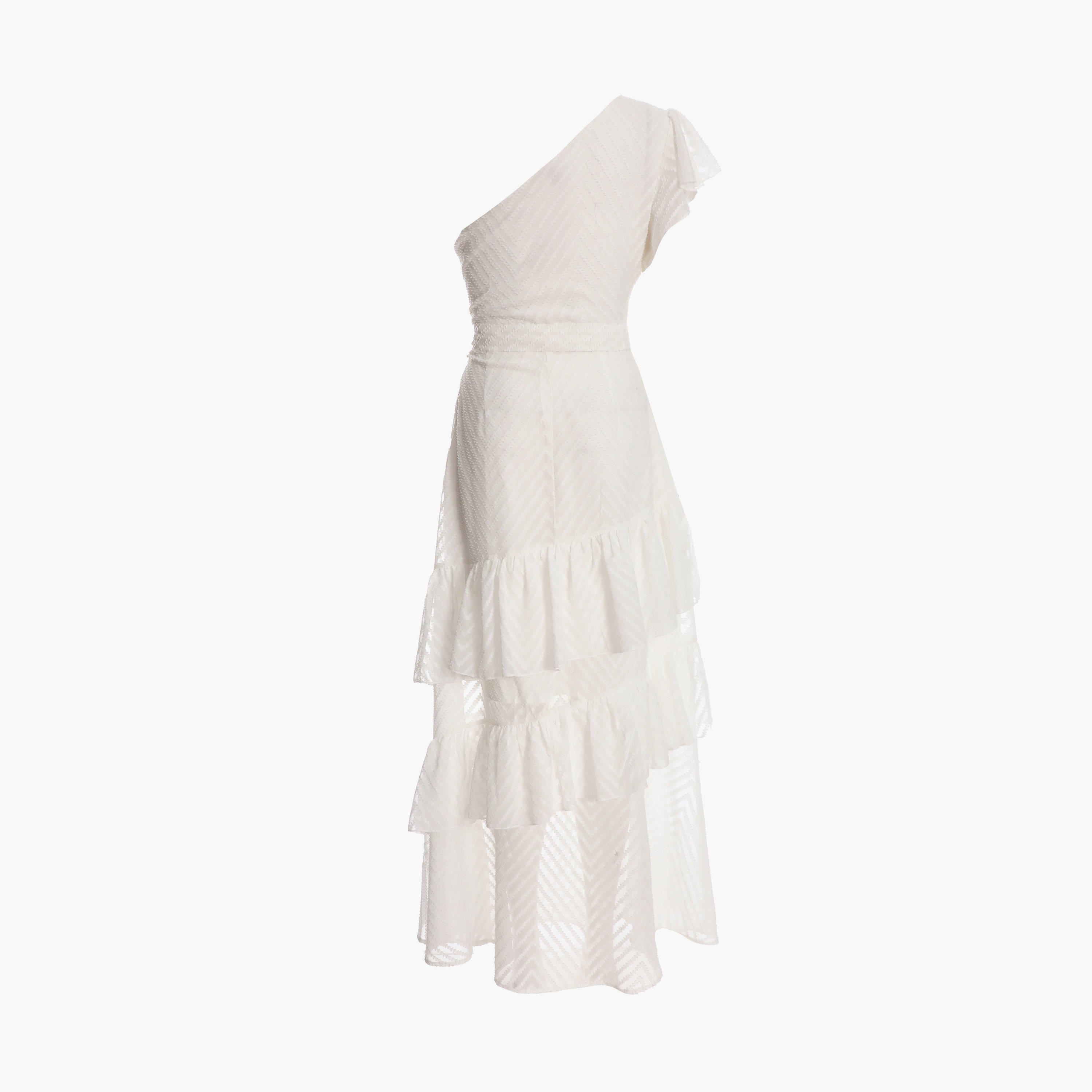 Quiz White Chiffon Jacquard One Shoulder Frill Detail Evening Maxi Dress-women-clothing-dresses-image-5