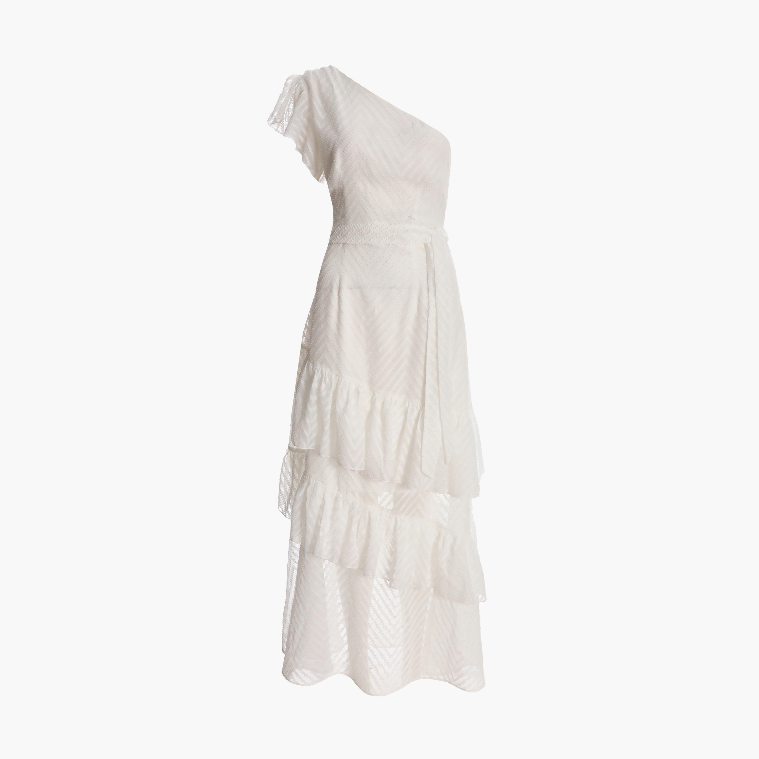 Quiz White Chiffon Jacquard One Shoulder Frill Detail Evening Maxi Dress-women-clothing-dresses-image-6