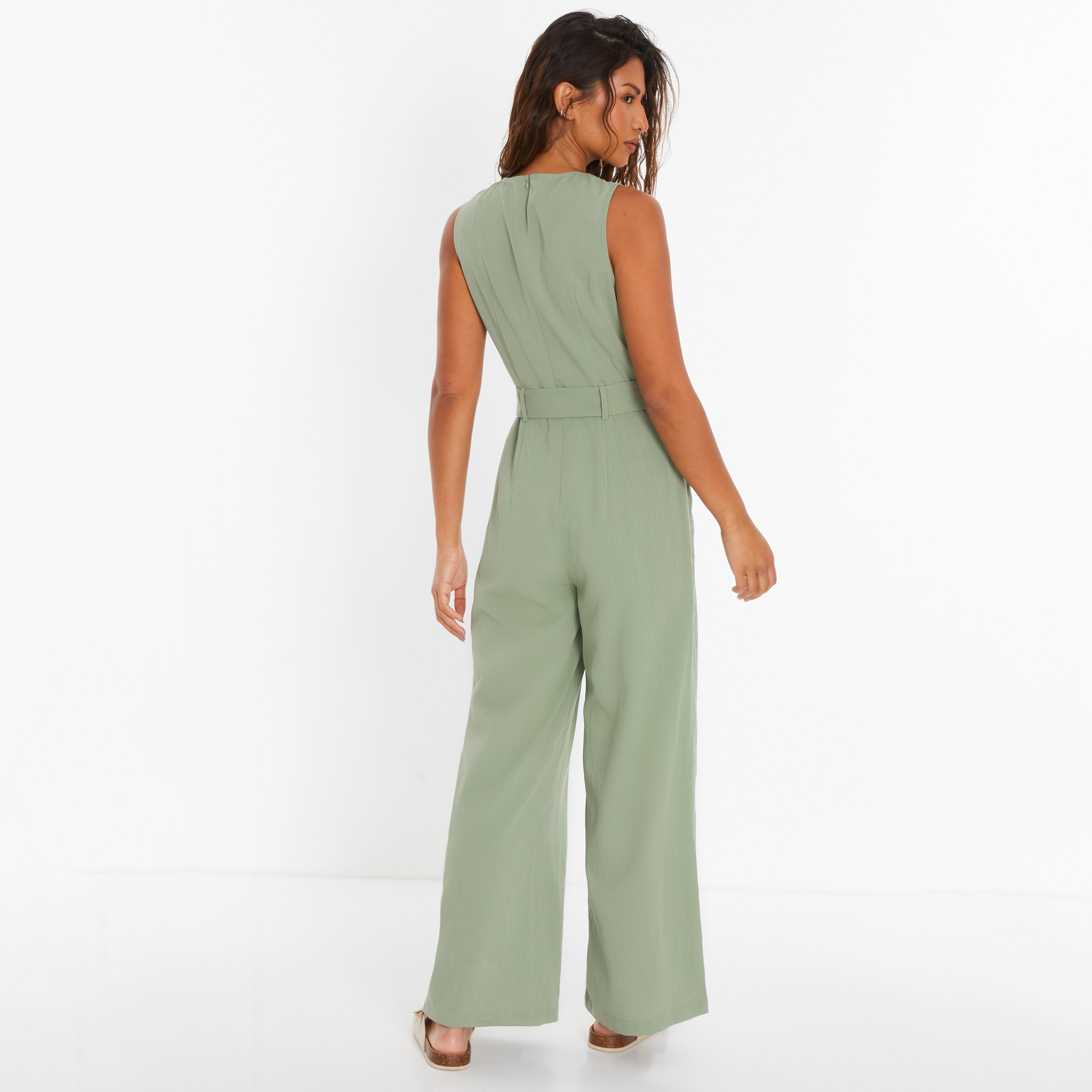 جمبسوت نسائي بحزام كاكي كولوت من كويز-women-clothing-jumpsuits-image-2