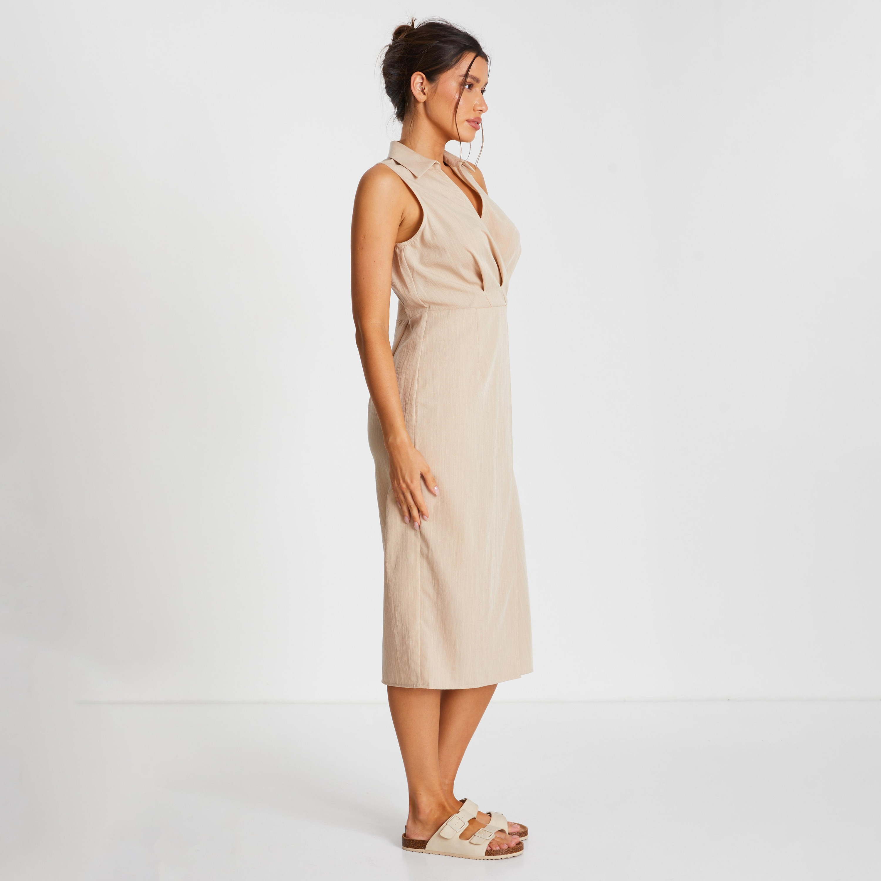 فستان نسائي ميدي بياقة ملفوفة من كويز-women-clothing-dresses-image-3