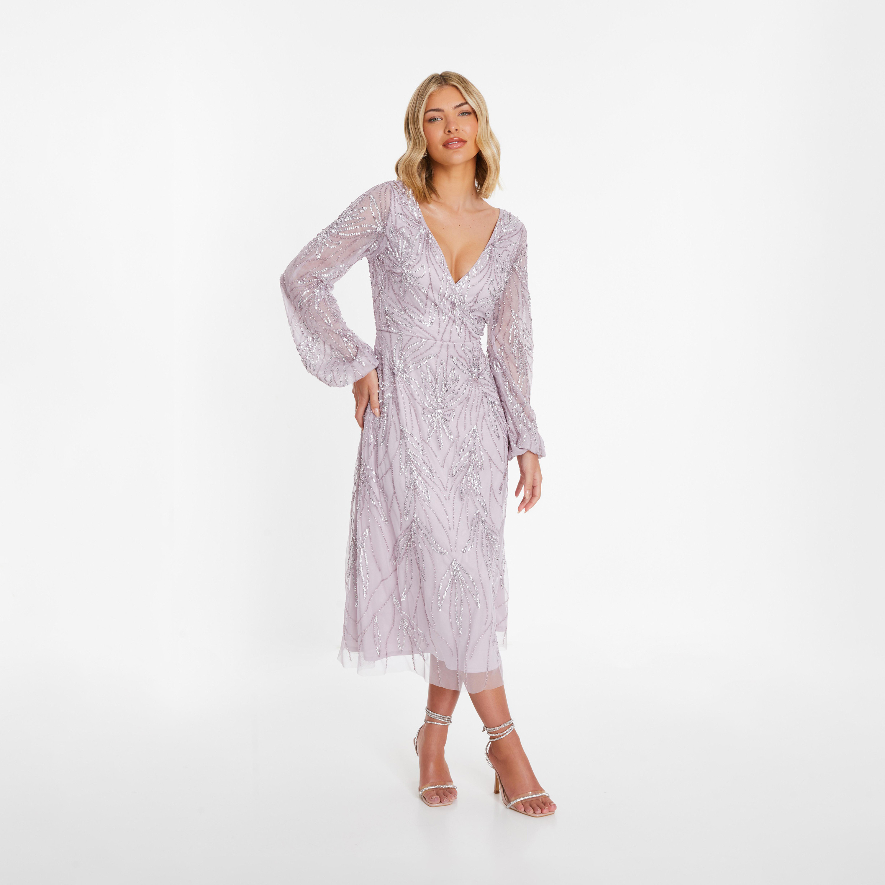 Quiz Lilac Embroidered Wrap Long Sleeve Midi Dress-women-clothing-dresses-image-1