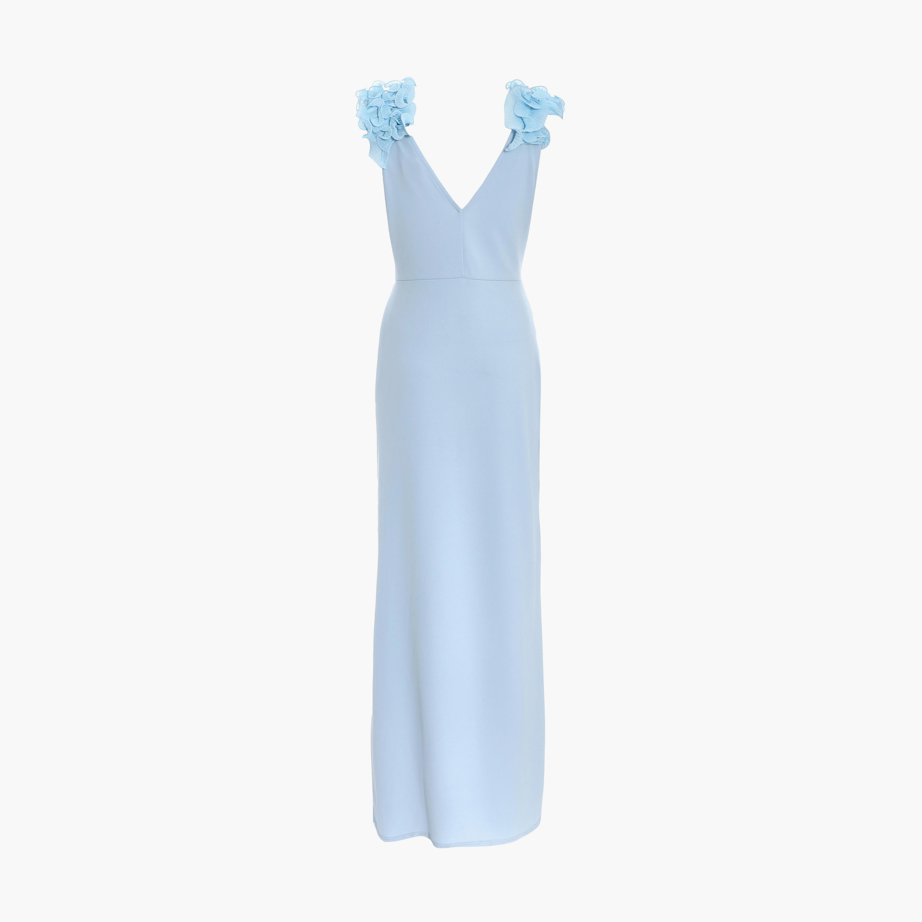 Quiz Light Blue Scuba Crepe Ruffle Trim Wrap Maxi Dress-women-clothing-dresses-image-5