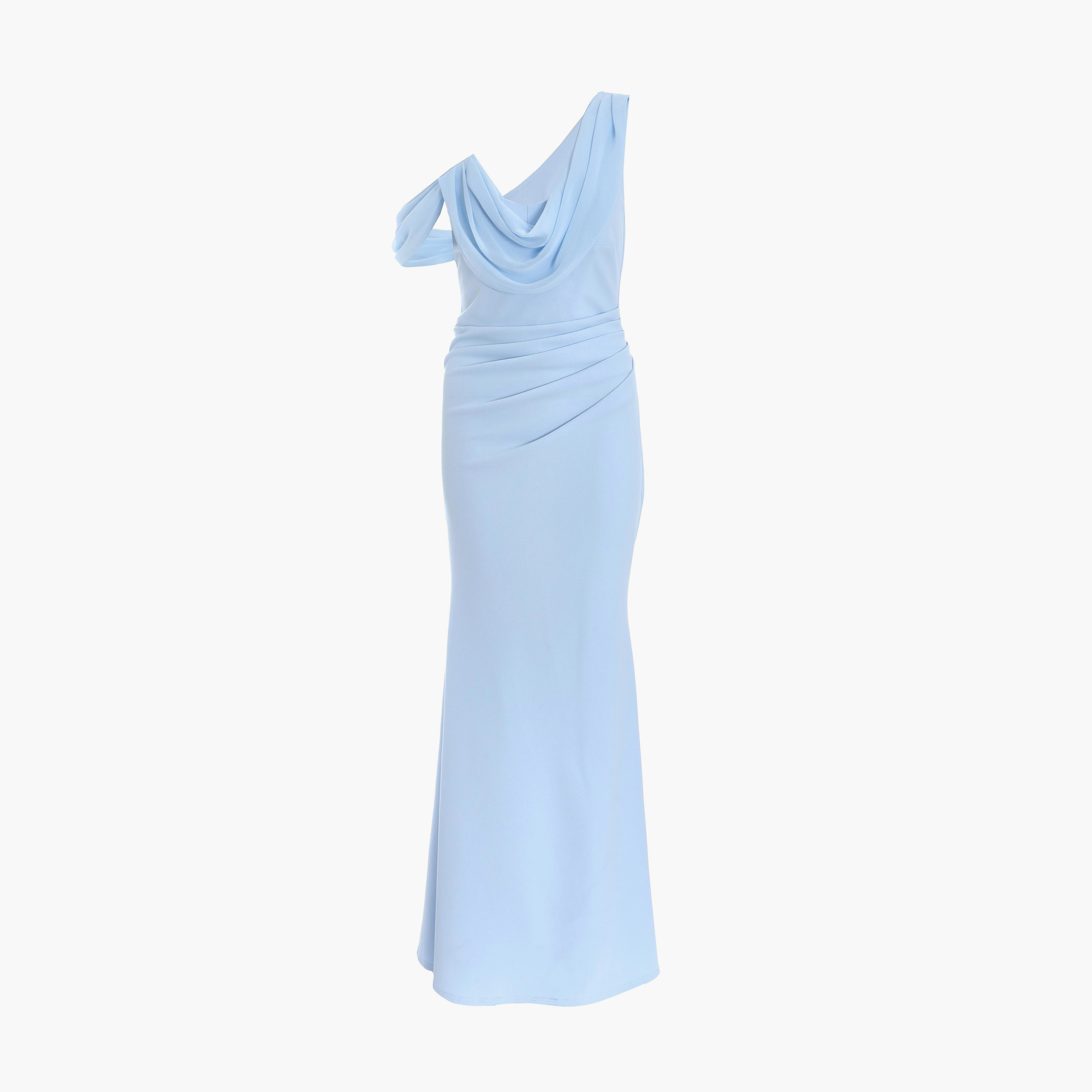 كويز-  فستان سهرة أزرق فاتح قماش كريب سكوبا ورقبة مقصوصة-women-clothing-dresses-image-5