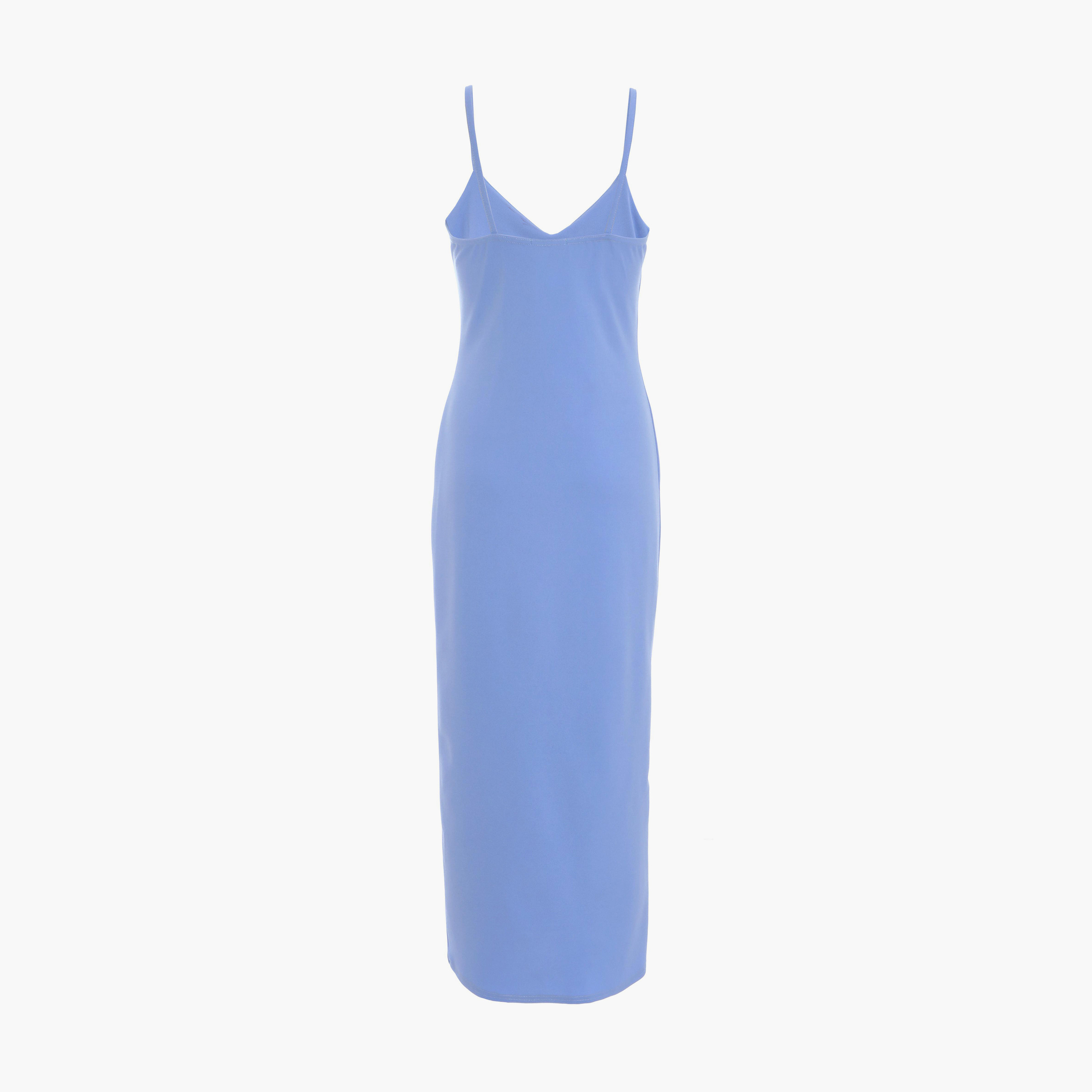 Quiz Cornflower Scuba Crepe Ruched Detail Dress-women-clothing-dresses-image-5