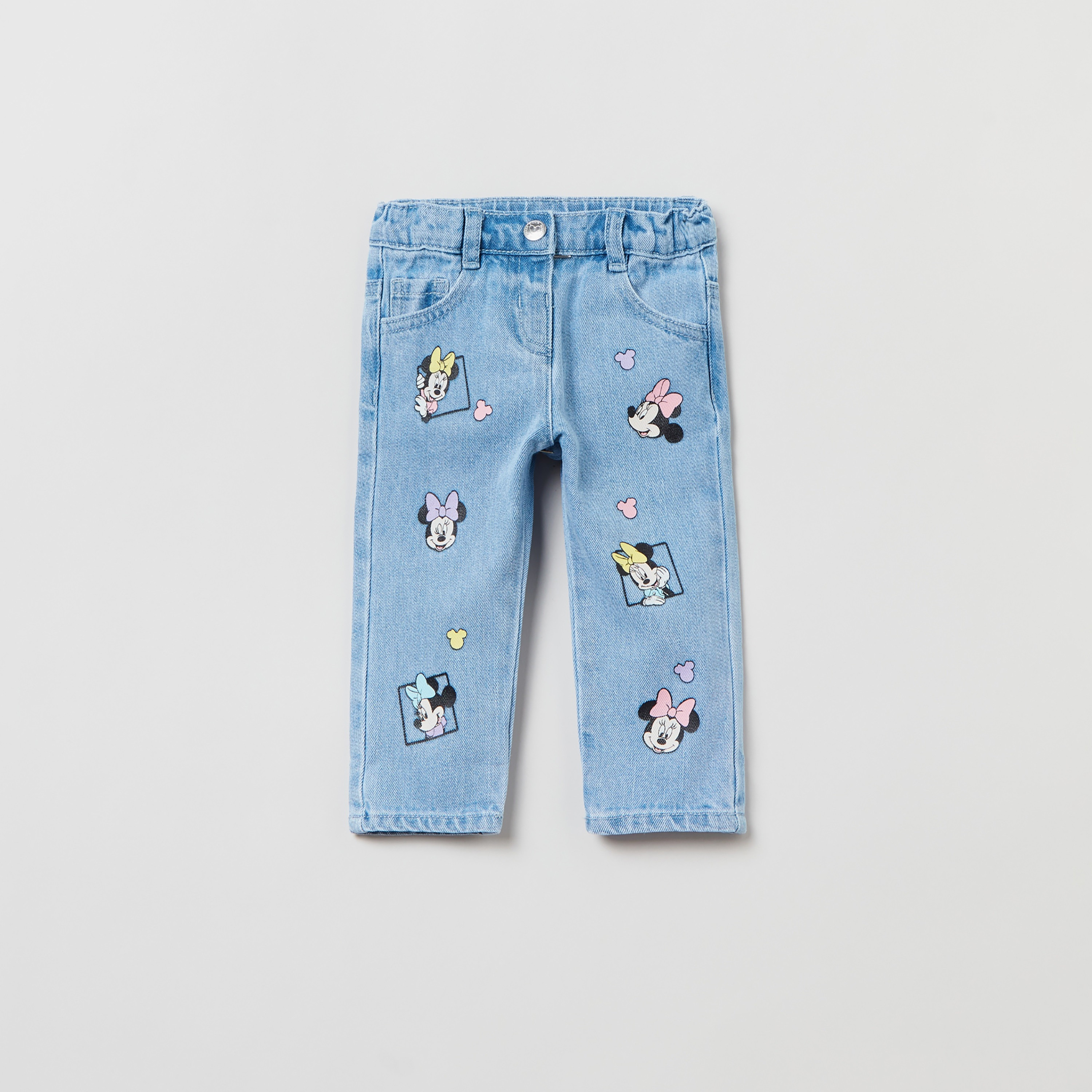 بنطلون جينز بطبعة ميني ماوس ب5 جيوب من أوه في إس-baby-girls-clothing-bottoms-jeans-image-1