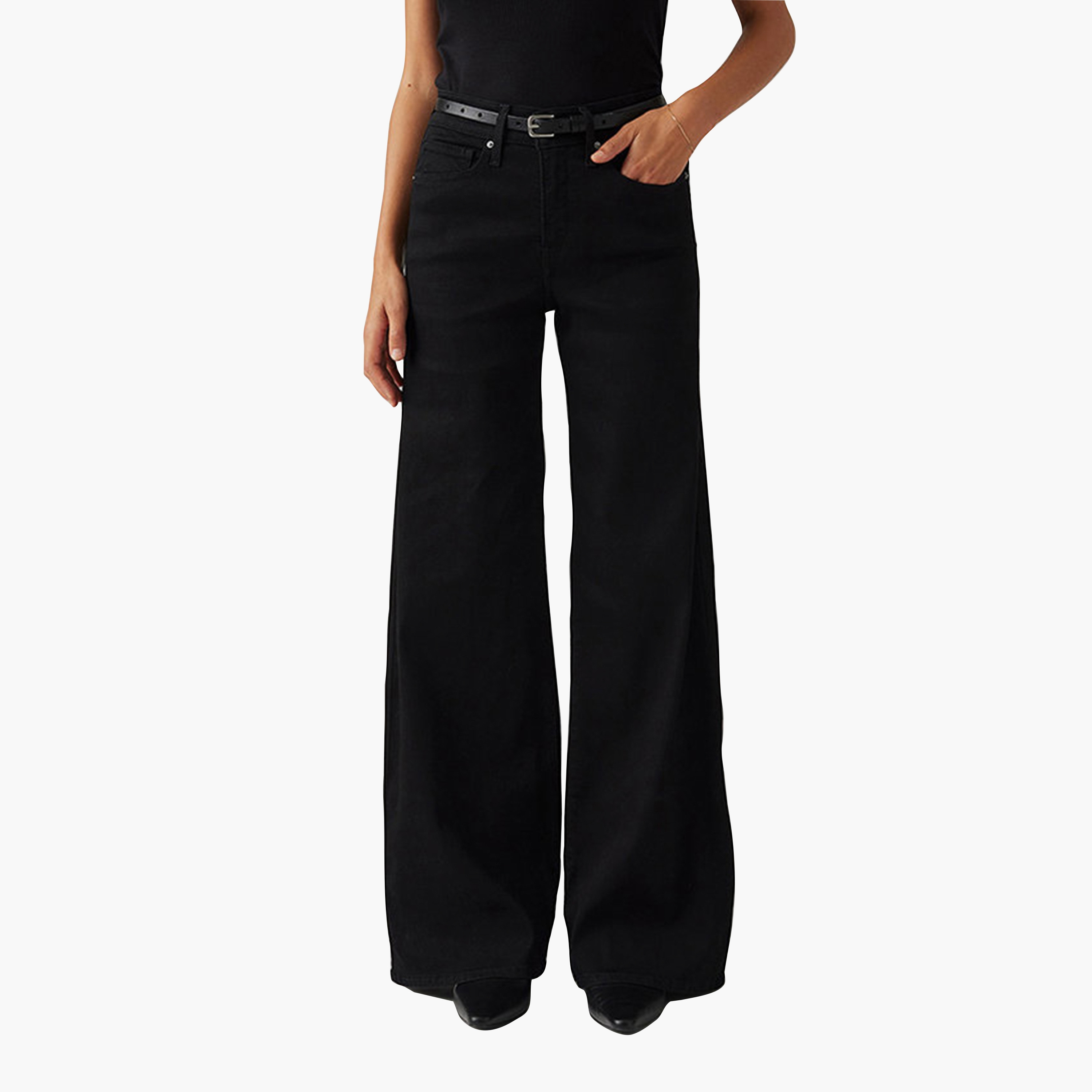جينز حريمي 318 بقصة واسعة الساق، أسود بـ 5 جيوب، مقاس 30 من ليفايس-women-clothing-bottoms-jeans-image-1