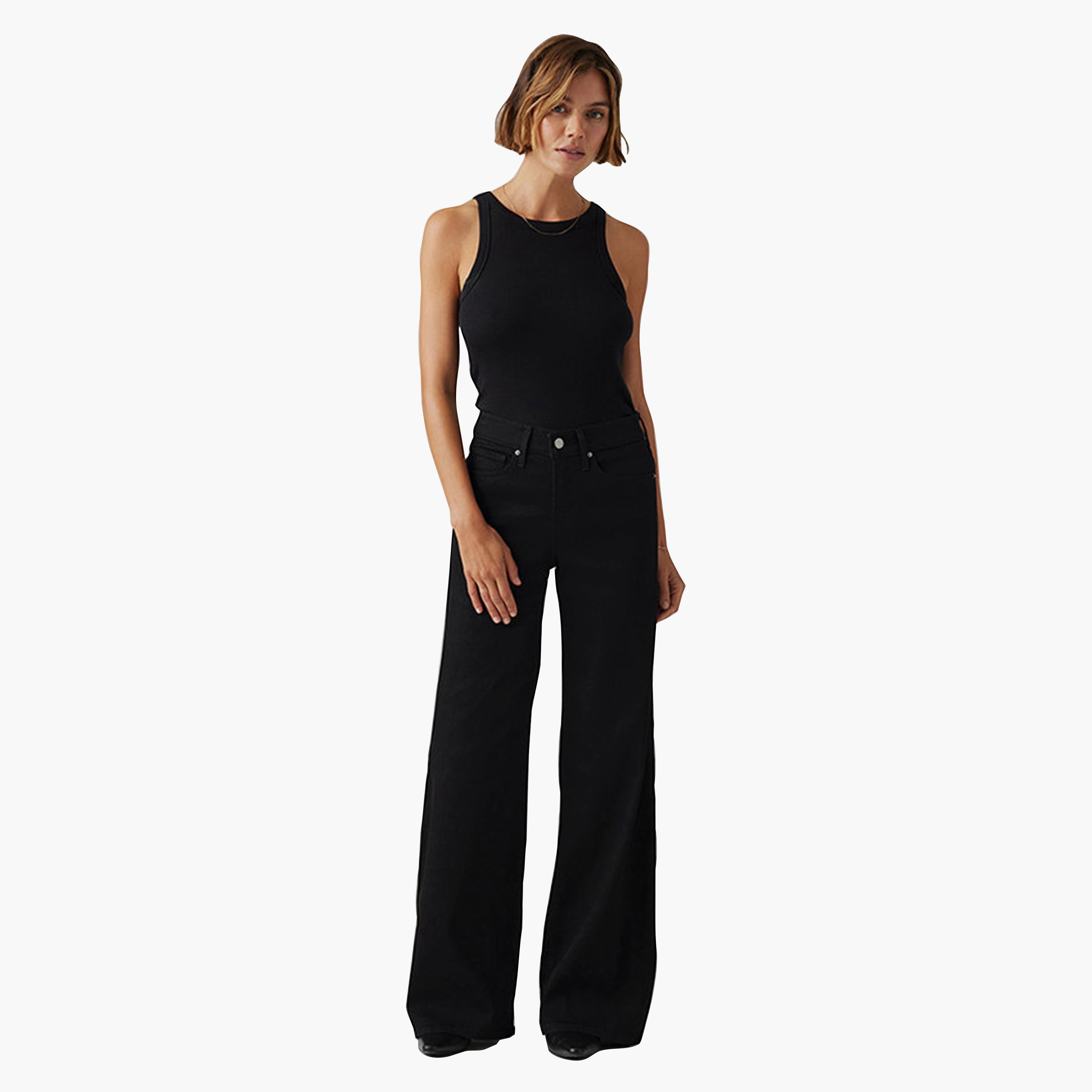 Levi's 318 Wide Leg Fit Black 5-Pocket Women's Jeans Inseam 30-women-clothing-bottoms-jeans-image-2