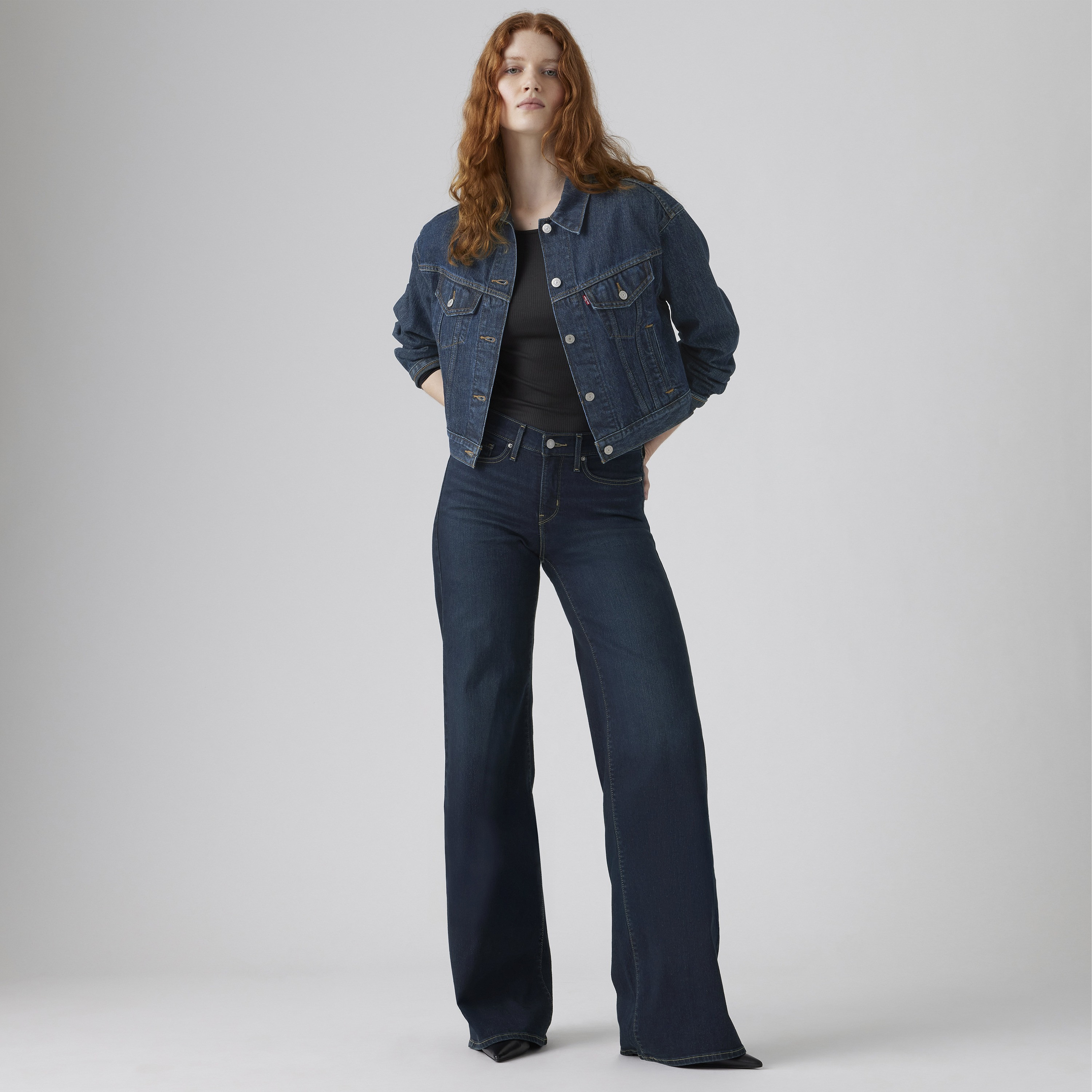 Levi's 318 Indigo 5 Pocket Women's Wide Leg Jeans Inseam 30-women-clothing-bottoms-jeans-image-2