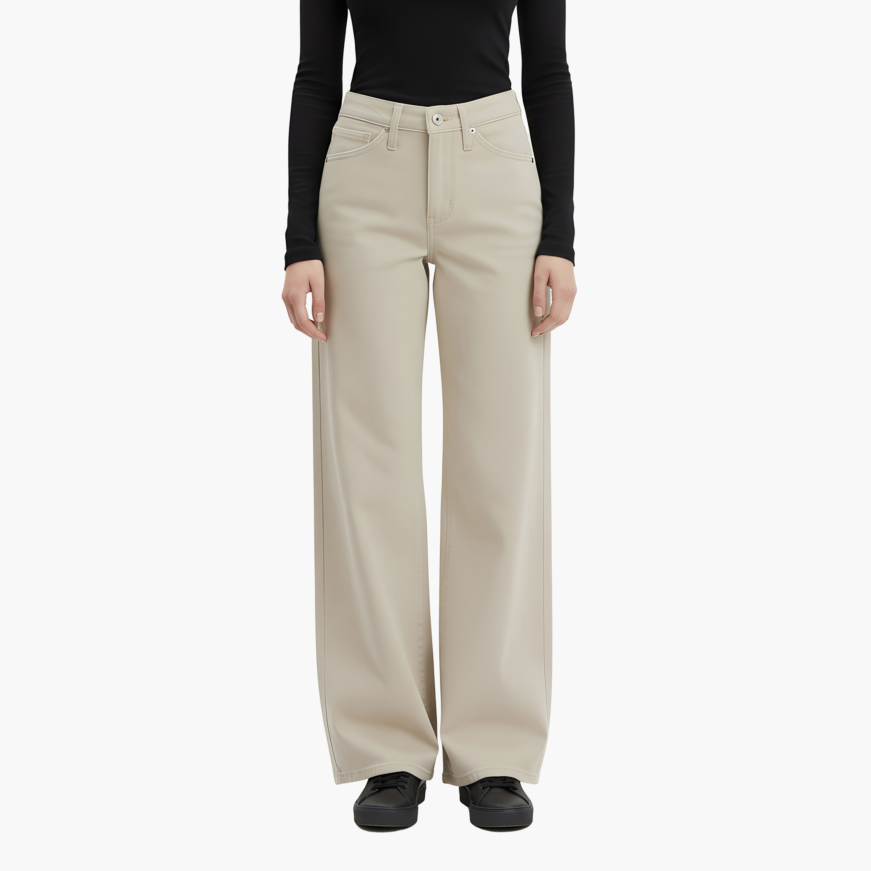 جينز ليفايس 318 بخصر عريض، سادة باللون البيج، مقاس 30 من ليفايس.-women-clothing-bottoms-jeans-image-1