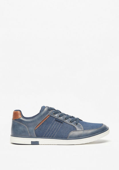 Lee Cooper Men's Textured Sneakers with Lace-Up Closure-Men%27s Sneakers-image-0