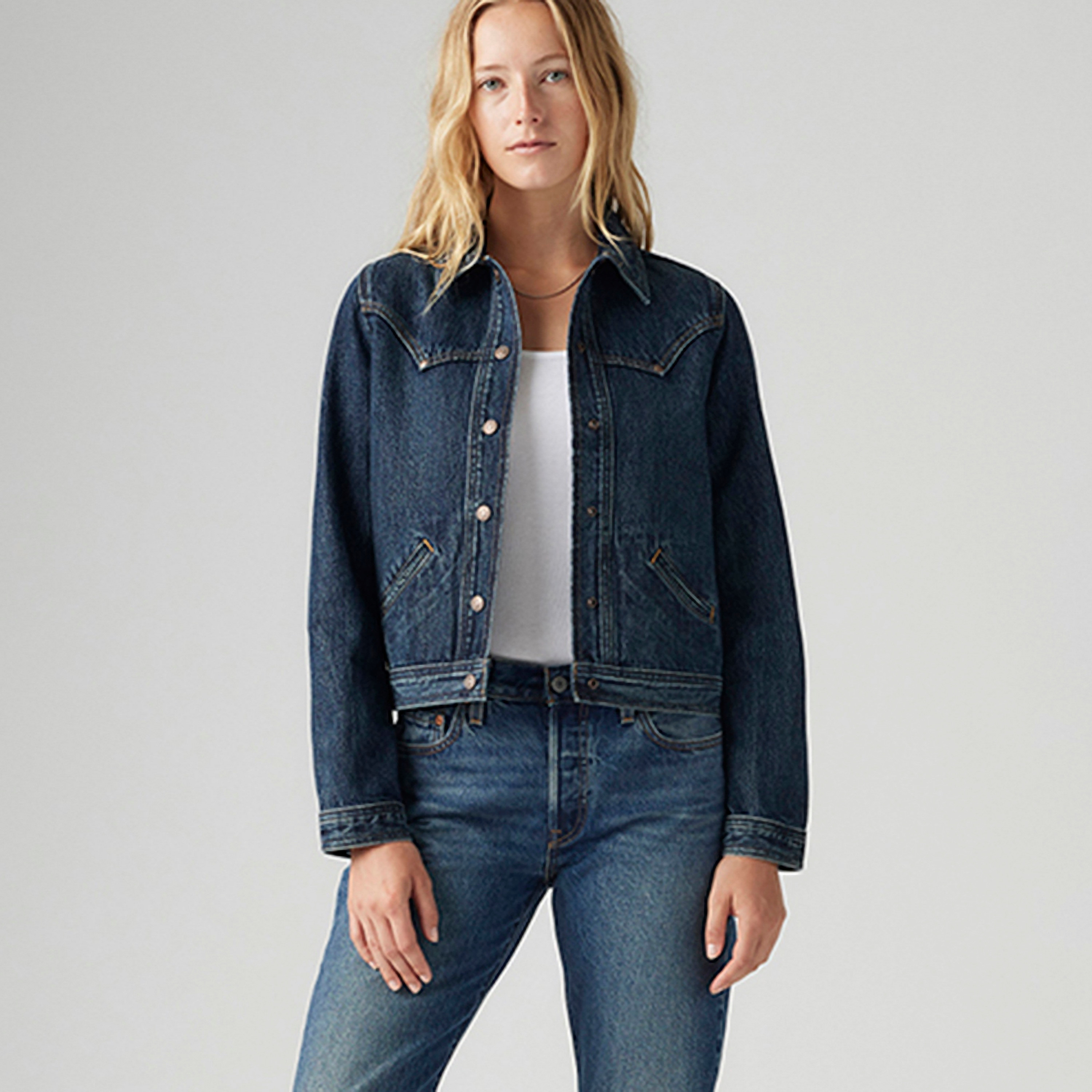 Levi's Plain Collared Long Sleeves Women's Trucker Jacket-women-winterwear-coatsandjackets-jackets-image-1