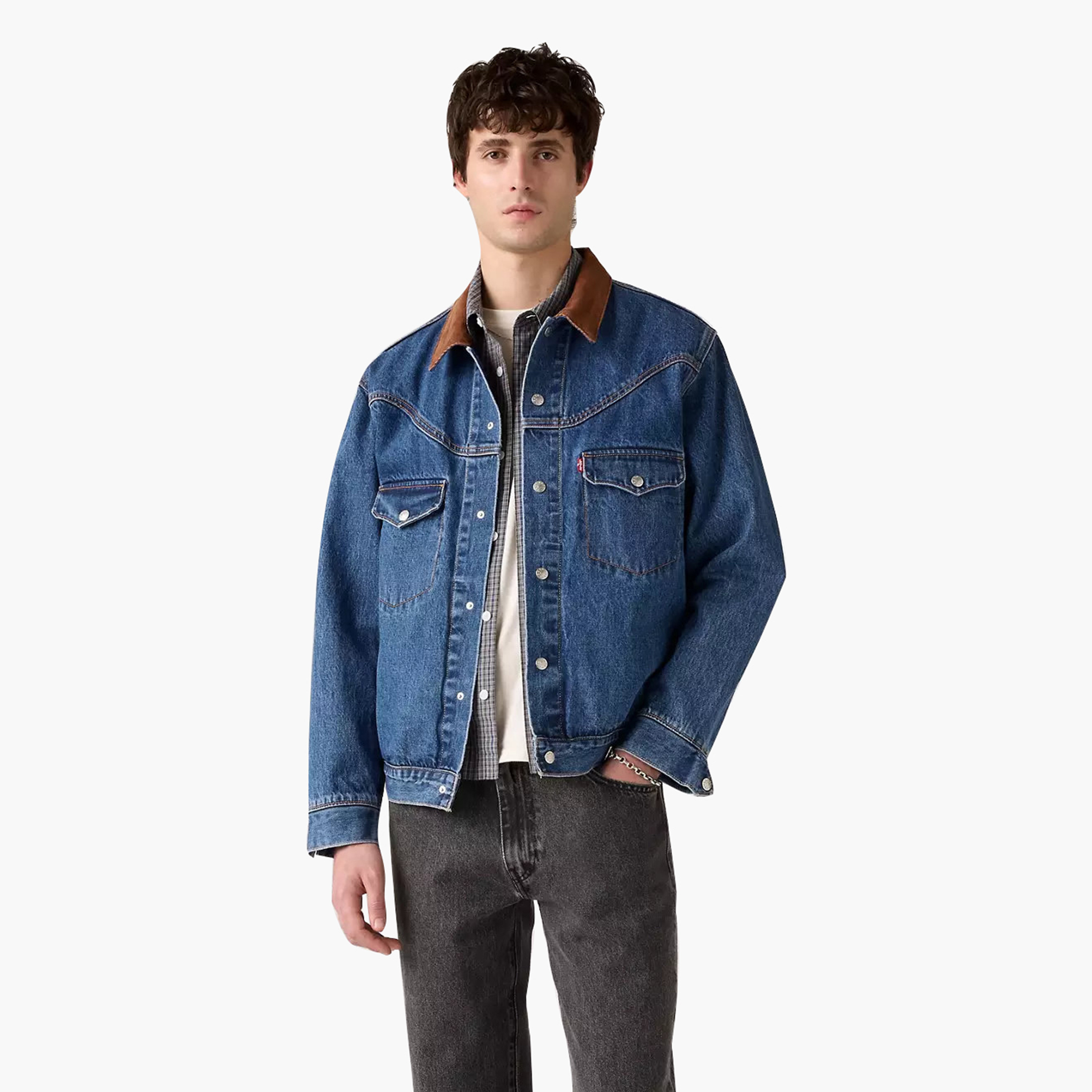 Levi's Plain Collared Long Sleeves Men's Denim Jacket-men-clothing-jacketsandblazers-jackets-image-1