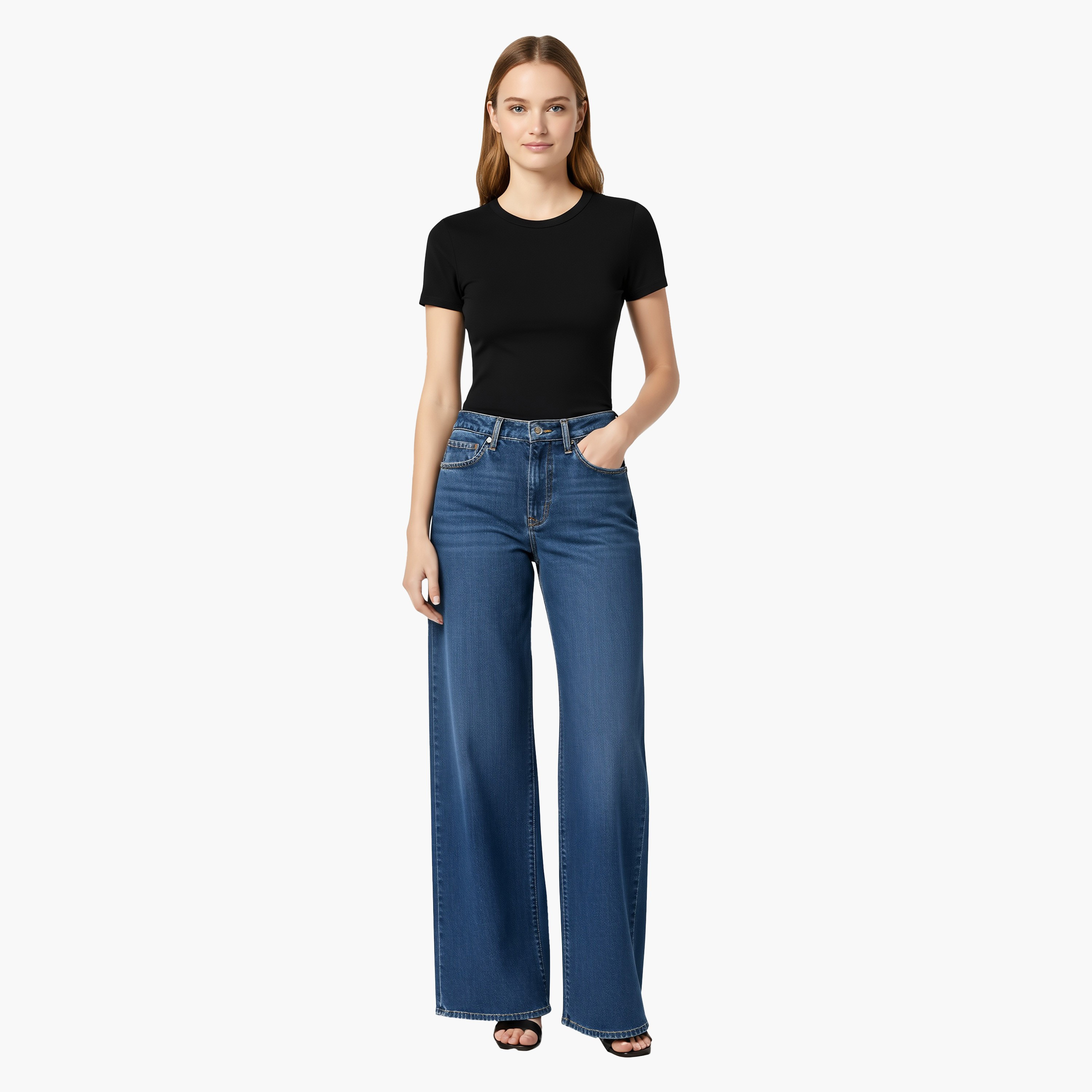 جينز حريمي 728 بقصة واسعة الساق، أزرق بـ 5 جيوب، مقاس 30 من ليفايس-women-clothing-bottoms-jeans-image-2