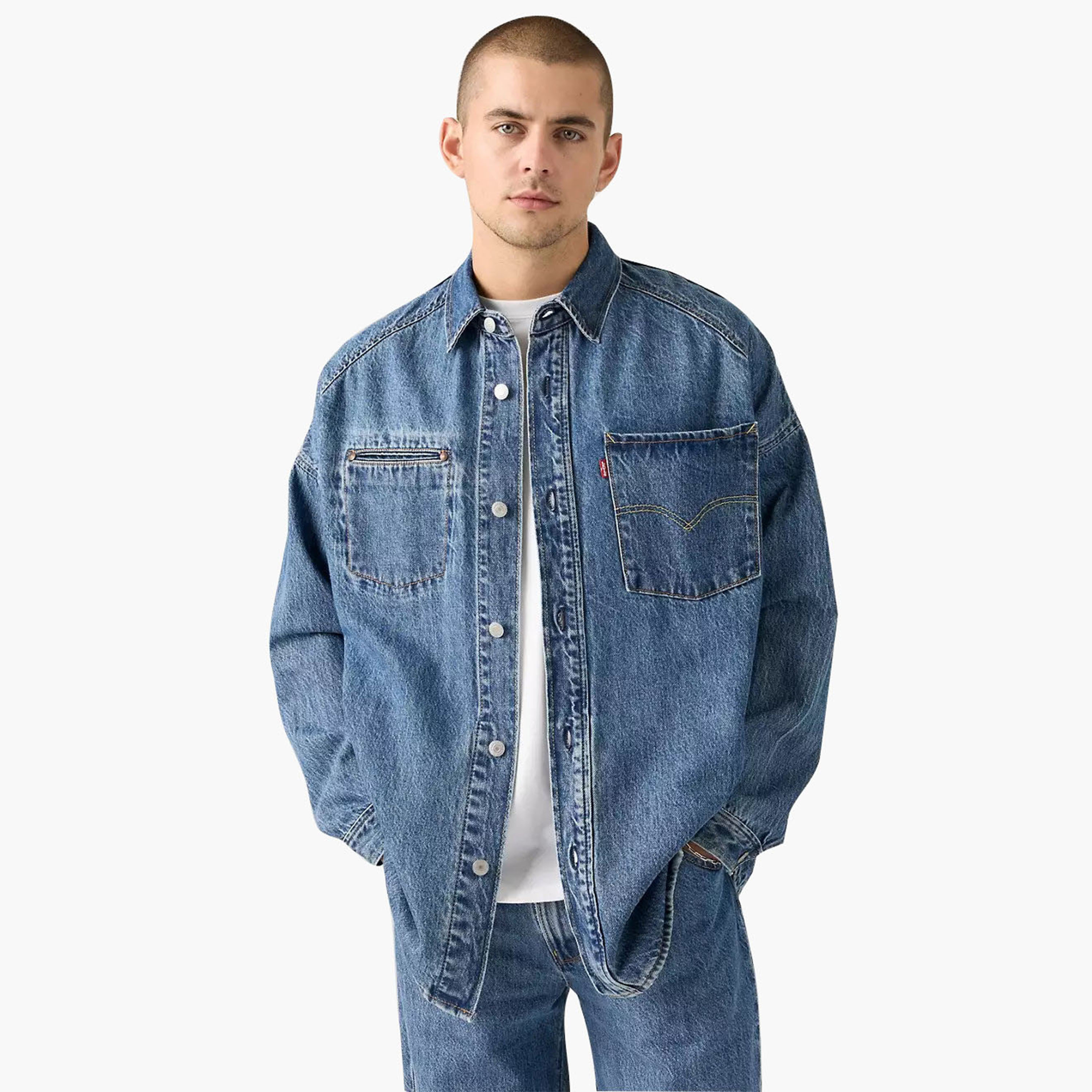 Levi's Washed Collared Long Sleeves Men's Denim Jacket-men-clothing-jacketsandblazers-jackets-image-3