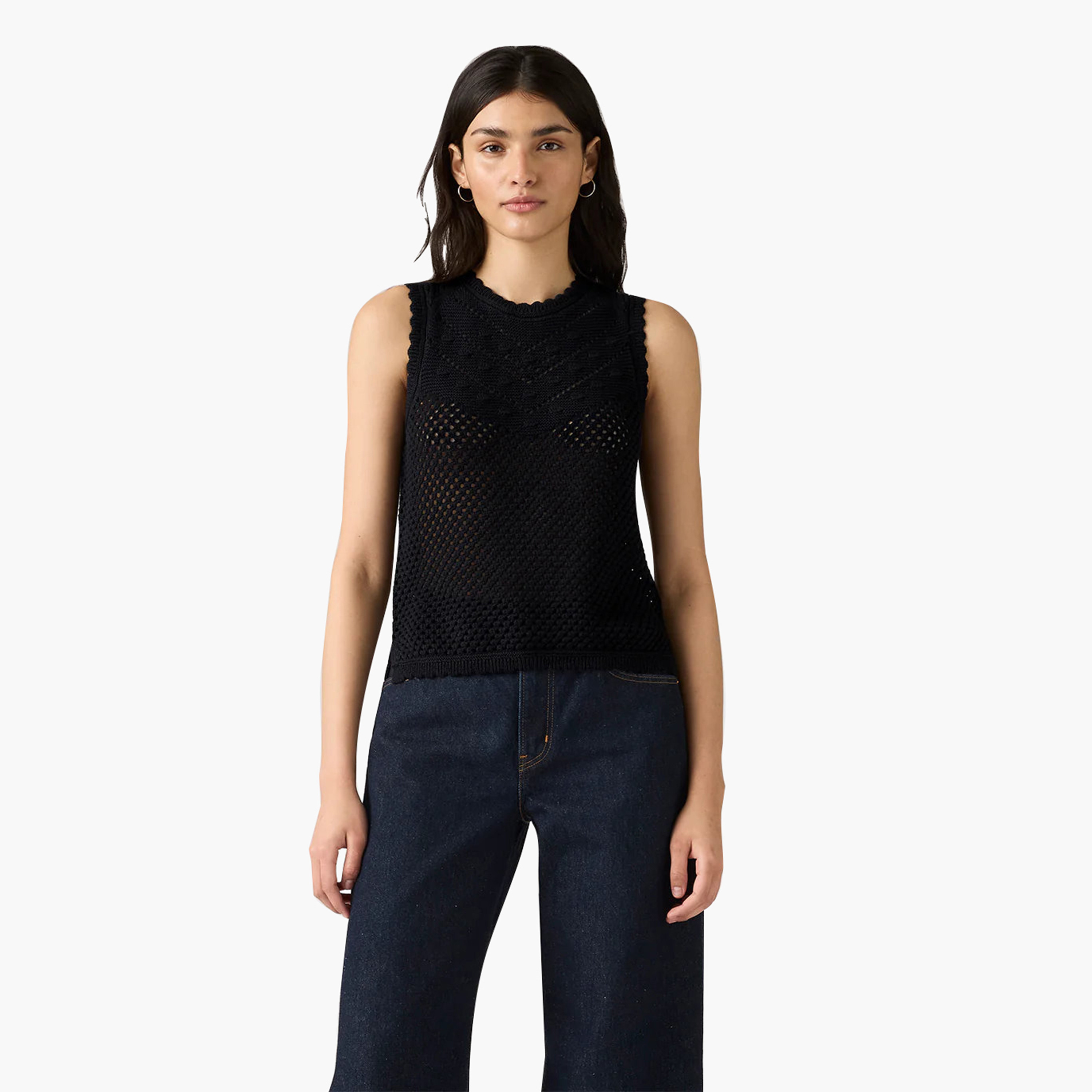 بلوزة نسائية بدون أكمام محبوكة بياقة دائرية من ليفايس-women-clothing-shirtsandblouses-blouses-image-1