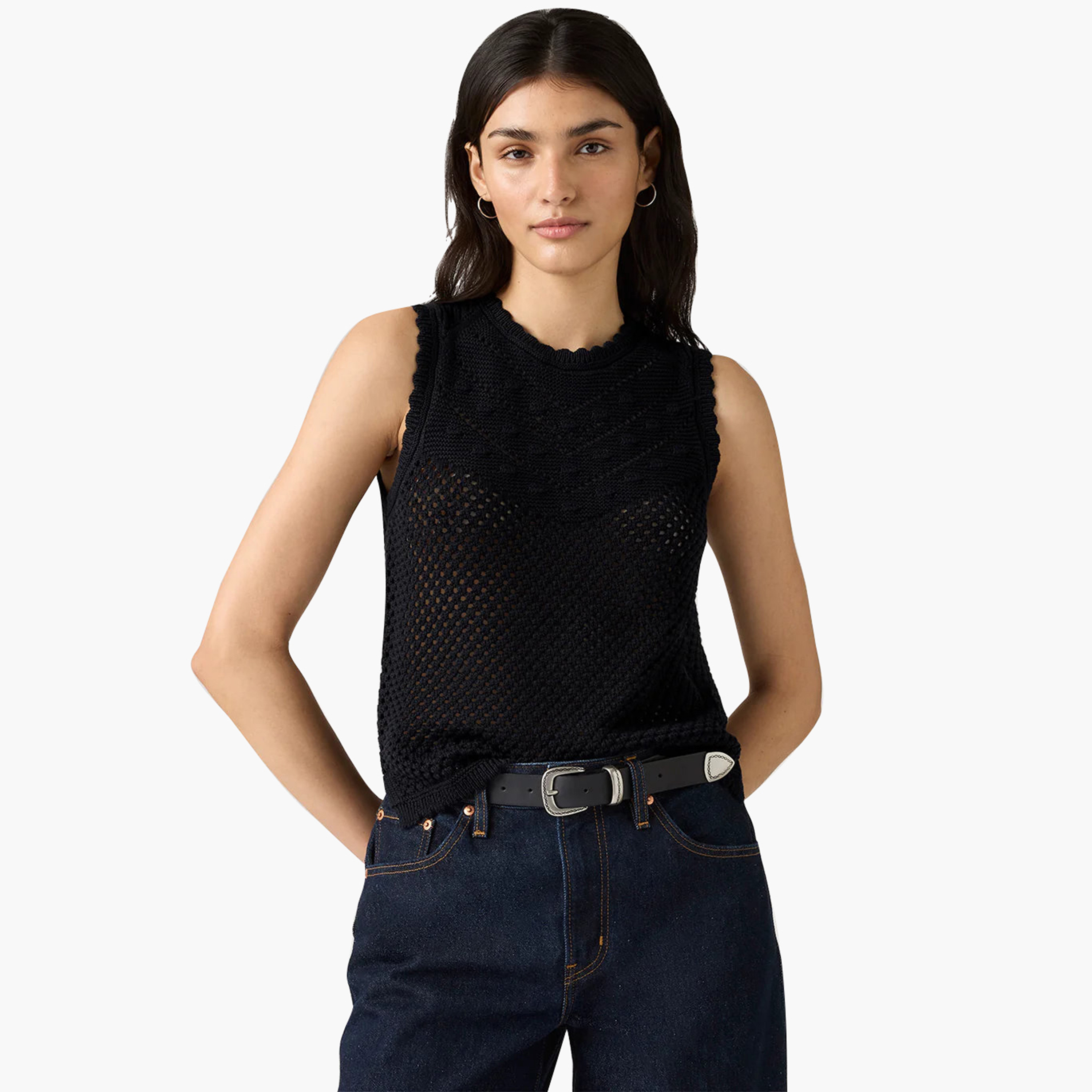 بلوزة نسائية بدون أكمام محبوكة بياقة دائرية من ليفايس-women-clothing-shirtsandblouses-blouses-image-6