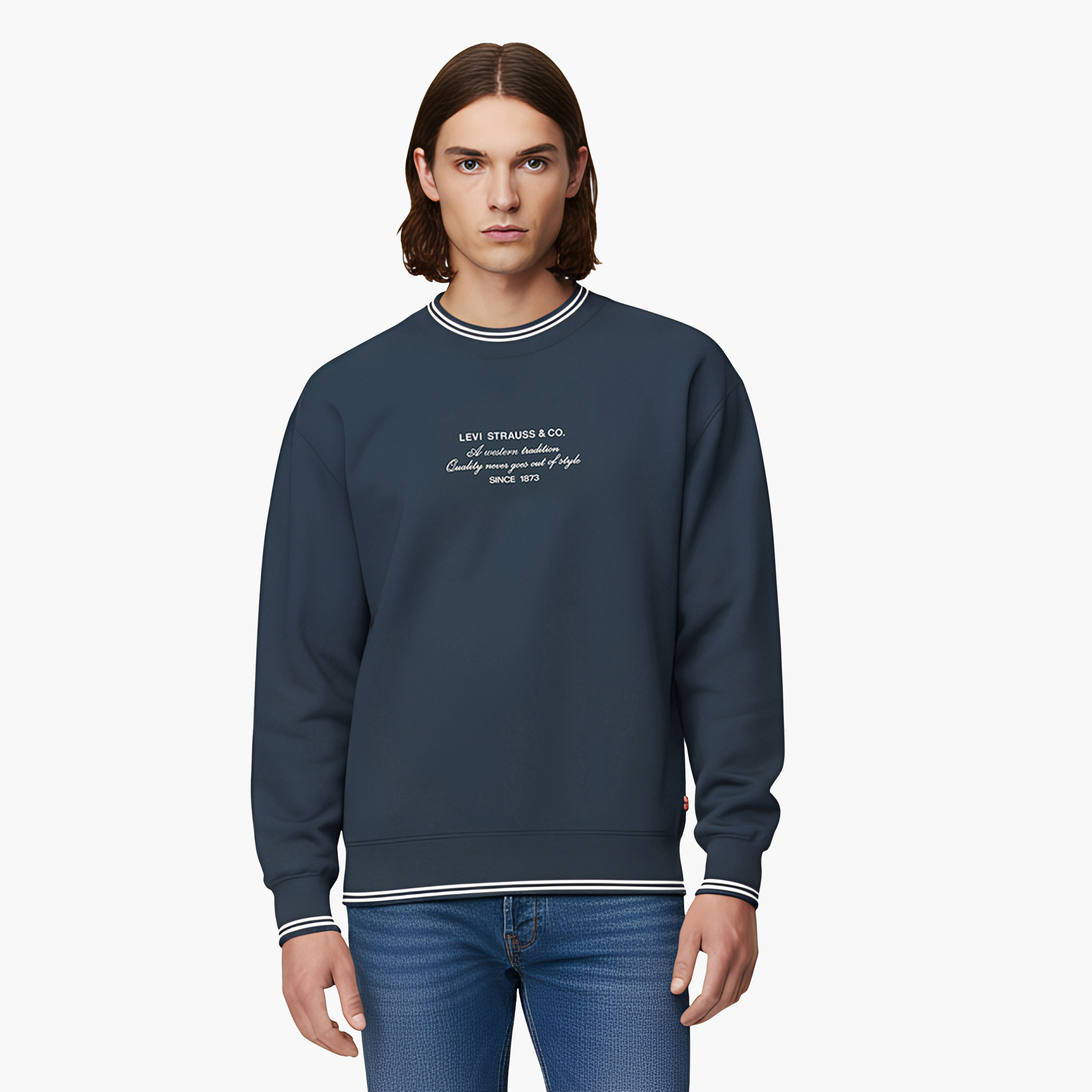 Levi's Plain Crew Neck Long Sleeves Men's Sweatshirt-men-winterwear-hoodiesandsweatshirts-image-1