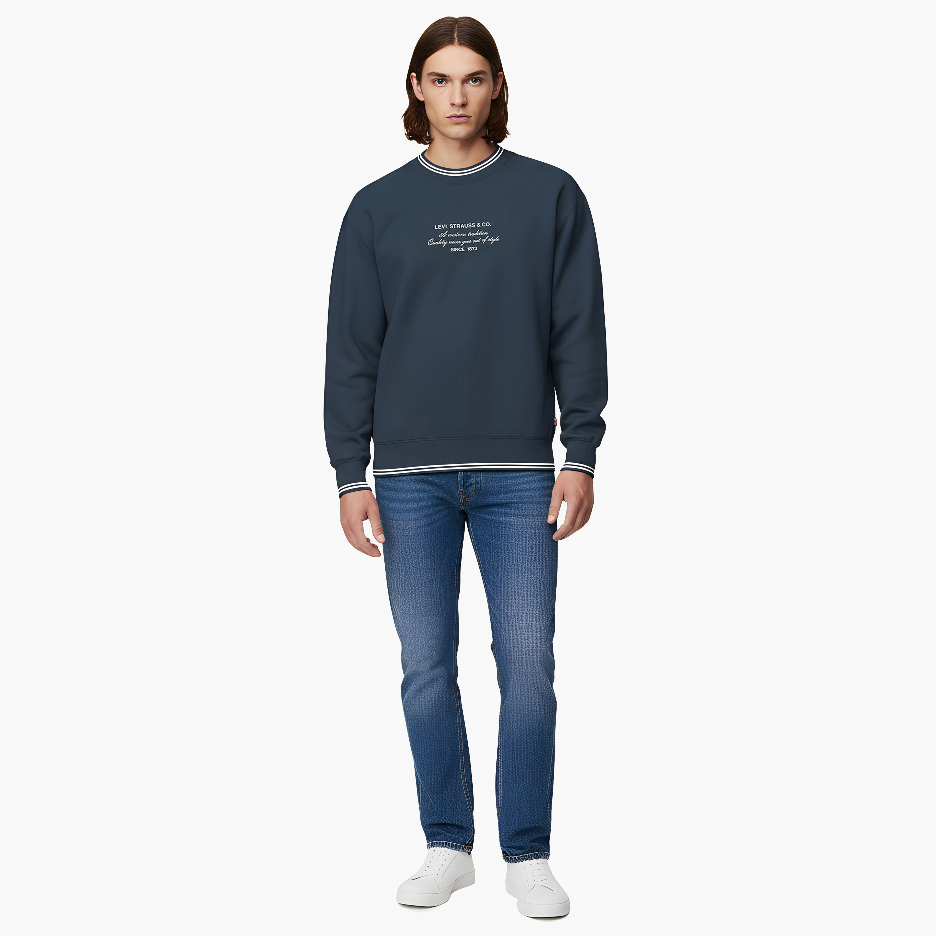 Levi's Plain Crew Neck Long Sleeves Men's Sweatshirt-men-winterwear-hoodiesandsweatshirts-image-2