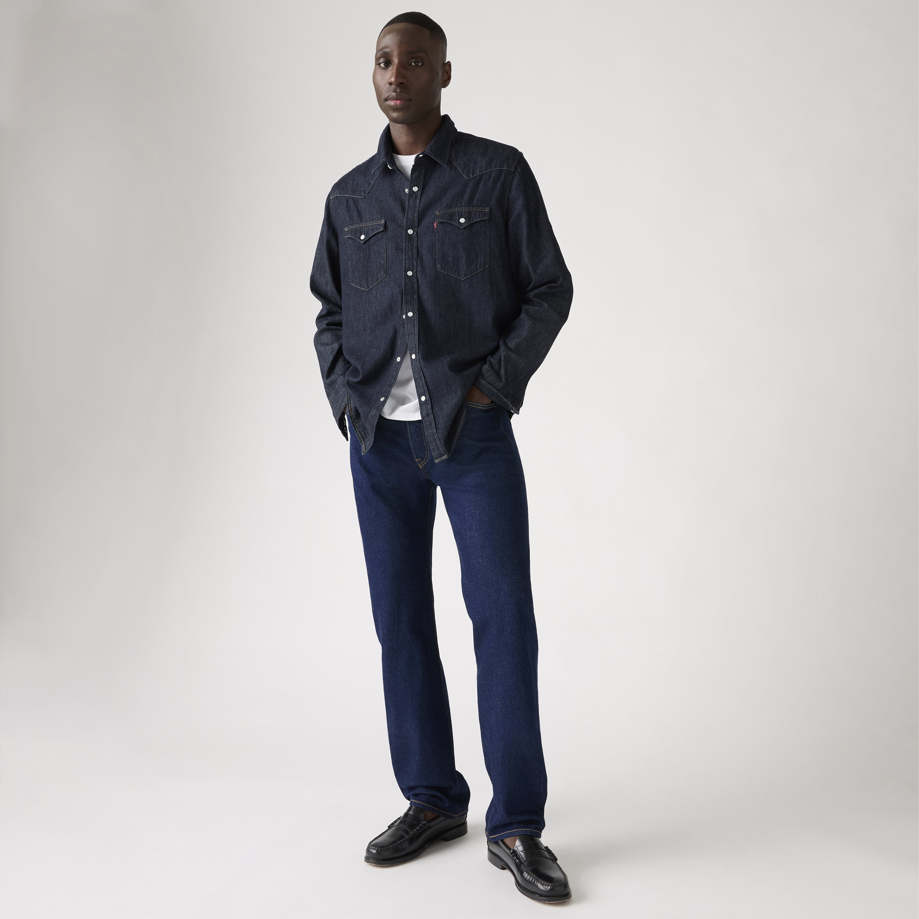 Levi's 501 Straight Fit Indigo 5 Pocket Jeans Inseam 32-men-clothing-bottoms-jeans-image-2