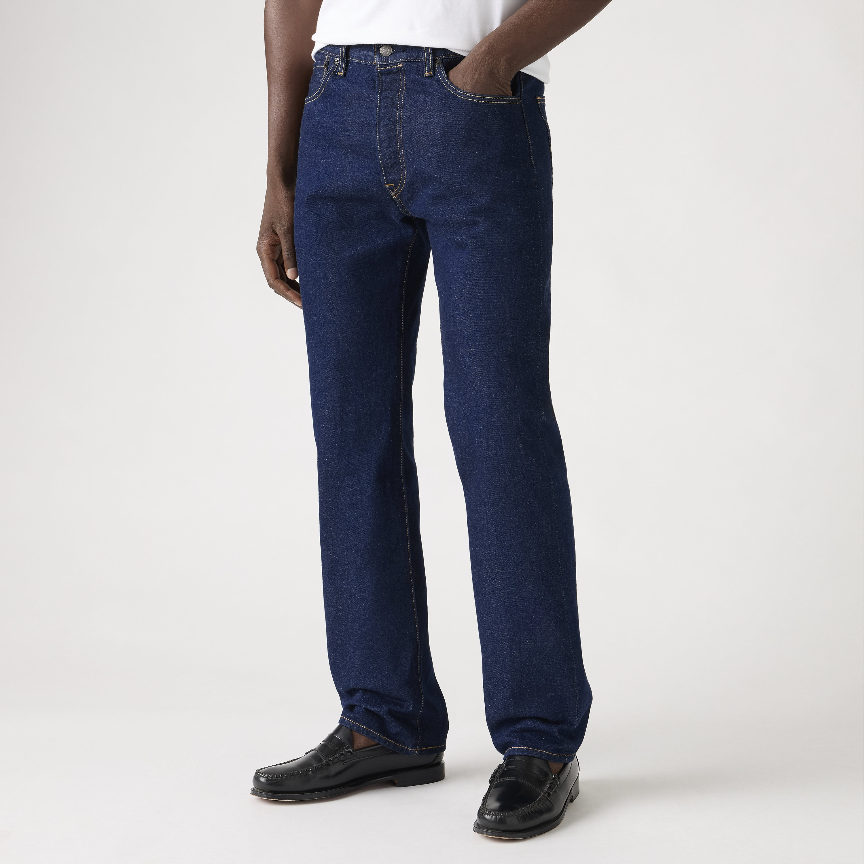 Levi's 501 Straight Fit Indigo 5 Pocket Jeans Inseam 32-men-clothing-bottoms-jeans-image-3