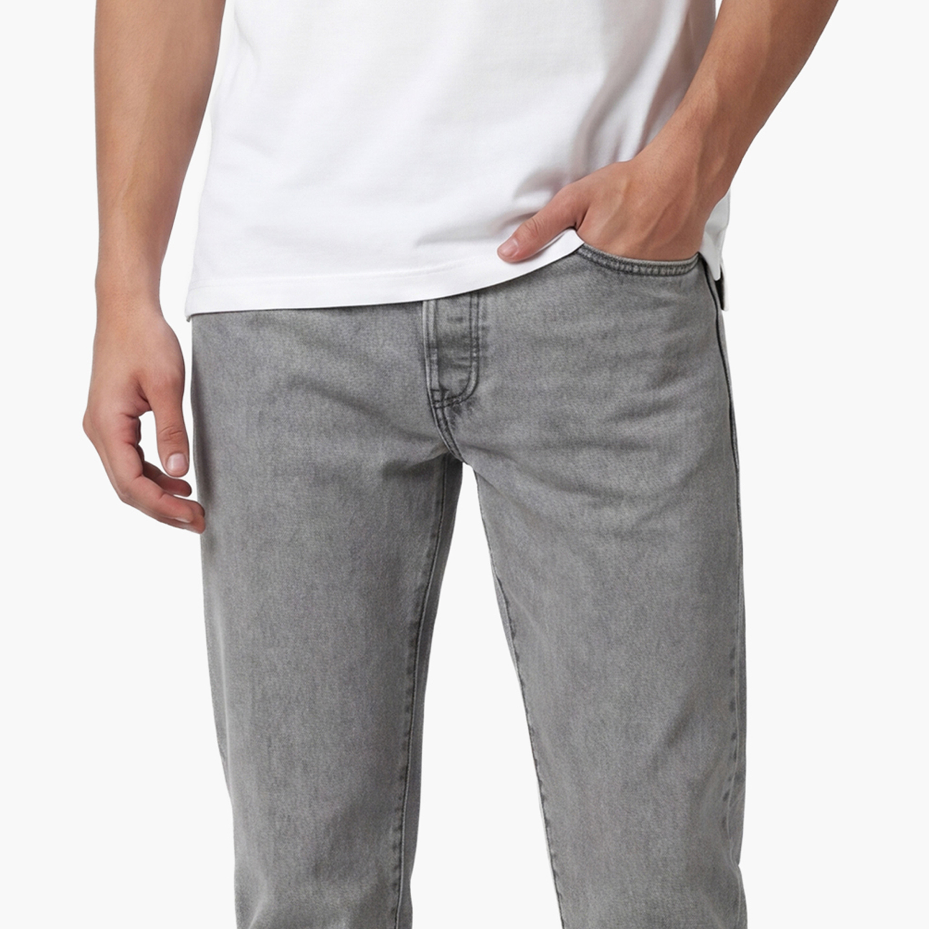 ليفايز- بنطال جينز للرجال خصر منخفض قصة مستقيمة- رمادي-men-clothing-bottoms-jeans-image-3