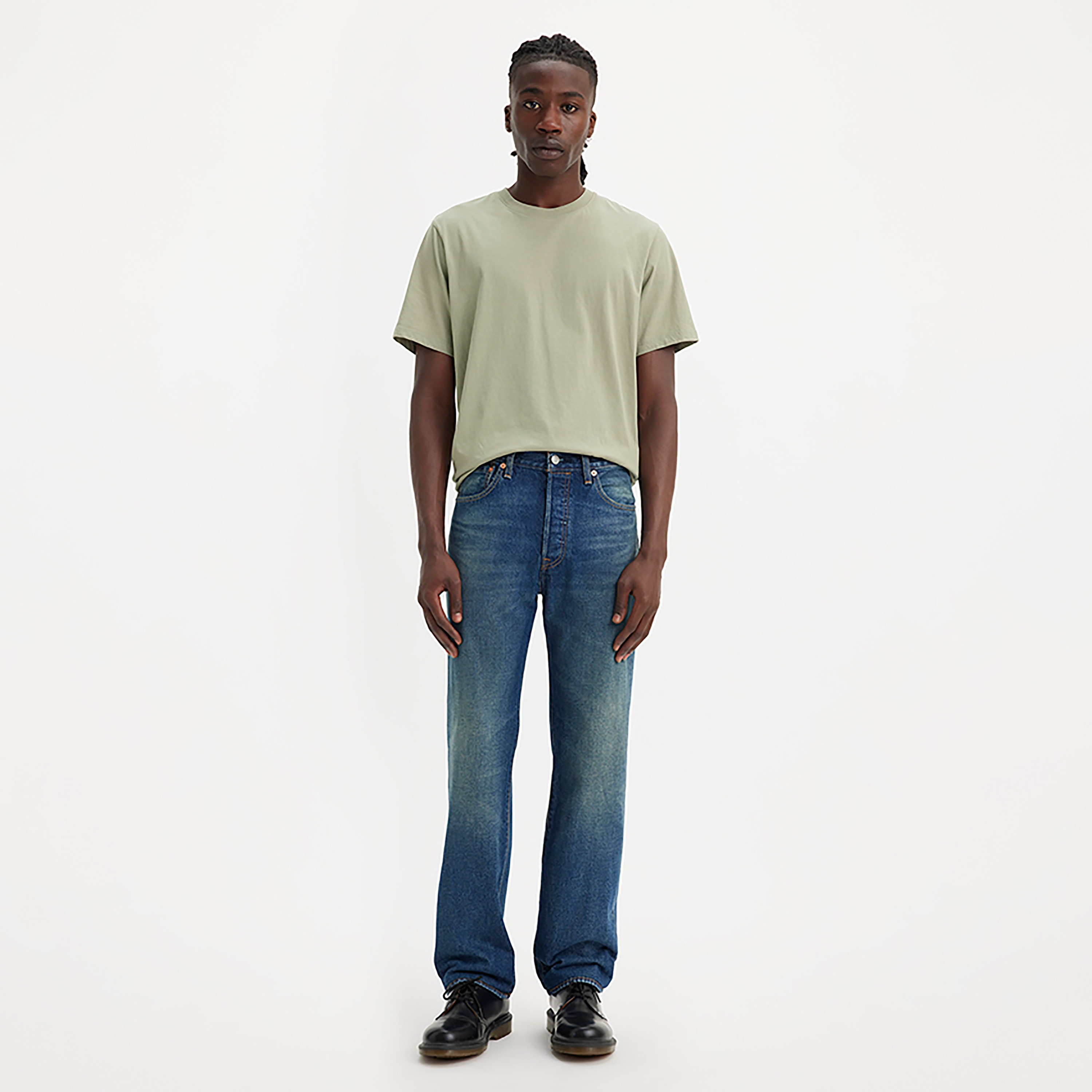 Levi's 501 Straight Fit Blue 5 Pockets Jeans-men-clothing-bottoms-jeans-image-2