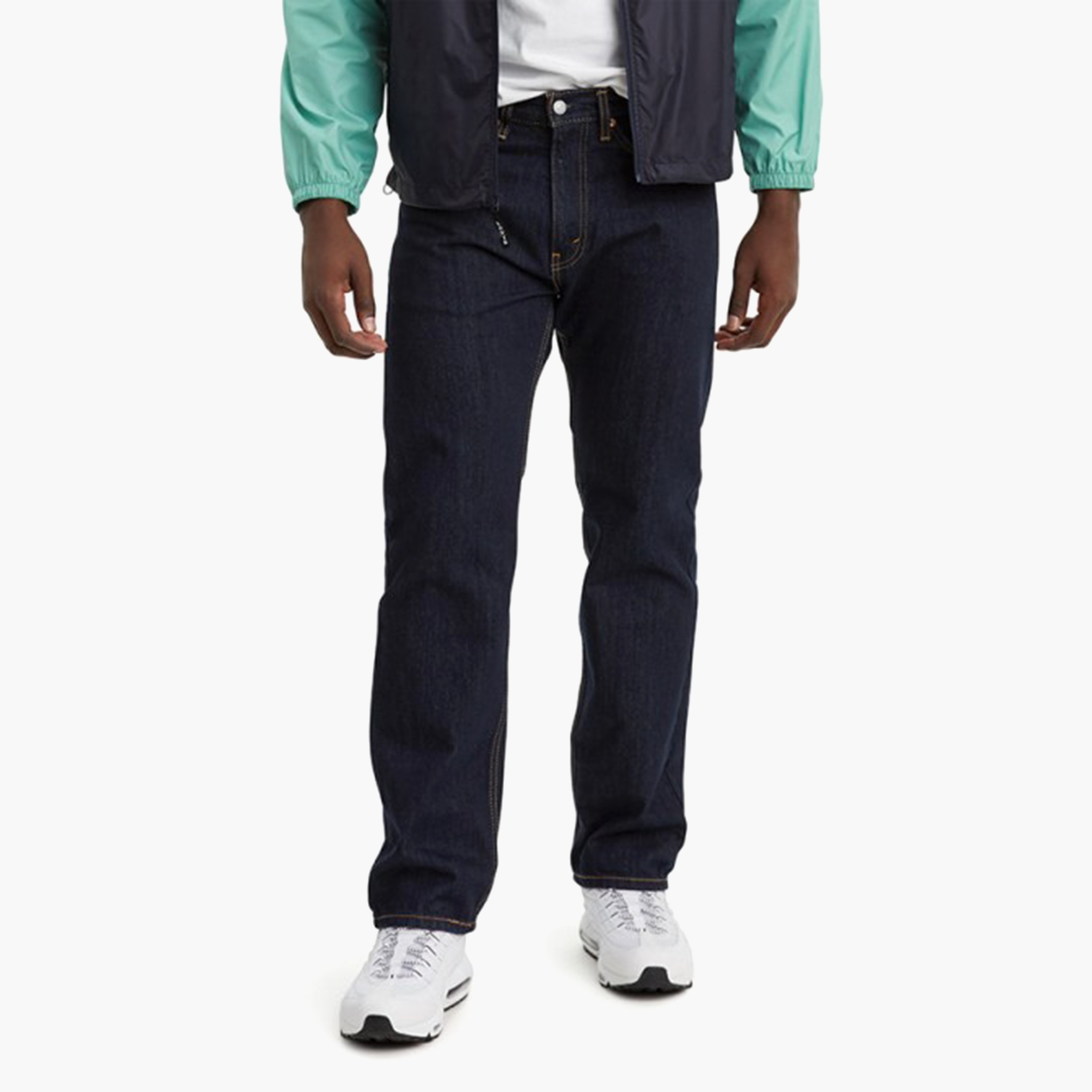Levi's 505 Blue Regular Fit Mid Rise Pocket Detail Jeans-men-clothing-bottoms-jeans-image-1