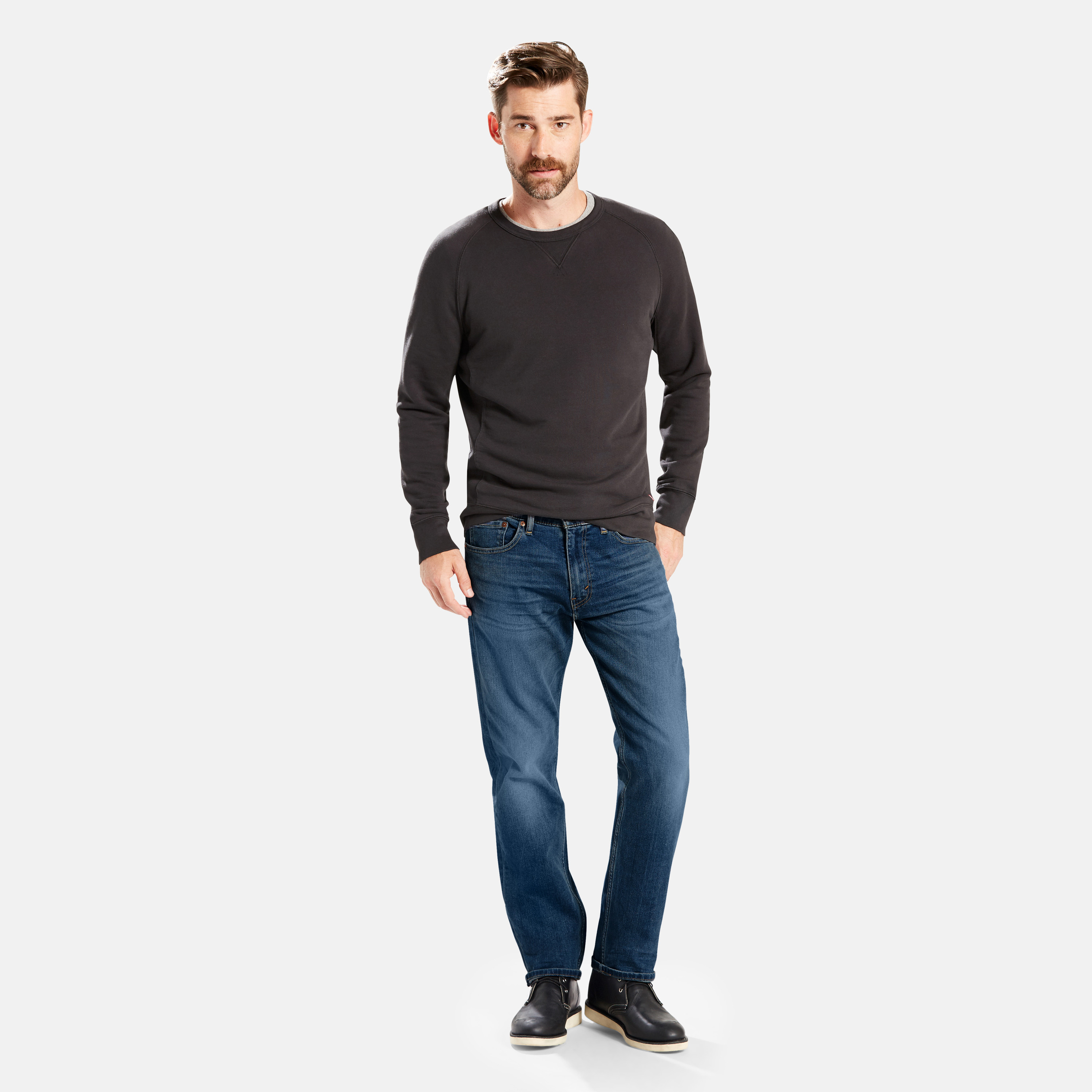 Levi's 505 Regular Fit Indigo 5 Pockets Men's Jeans-men-clothing-bottoms-jeans-image-2