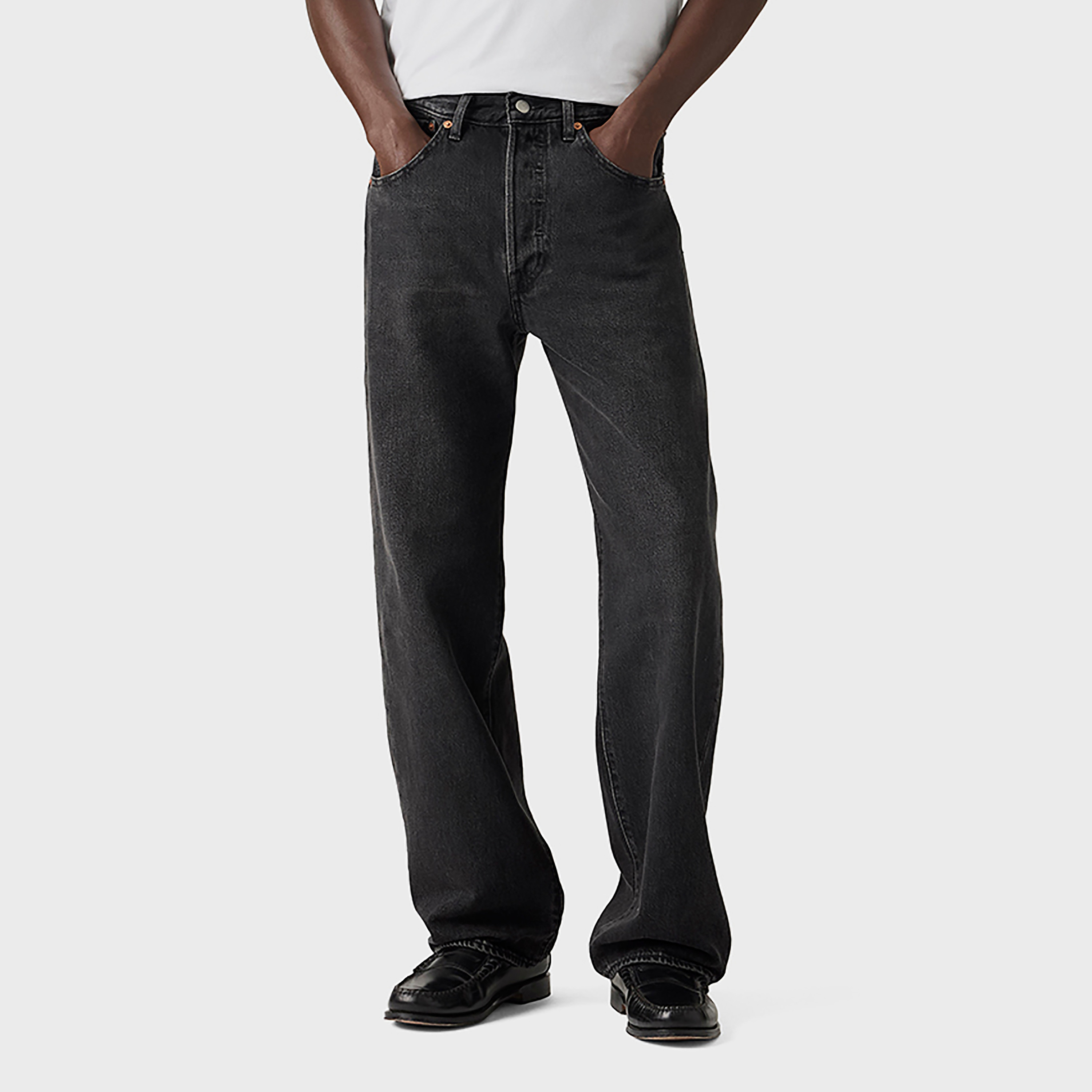 Levi's 501 Loose Fit Black Washed Men's Jeans Inseam 32-men-clothing-bottoms-jeans-image-1