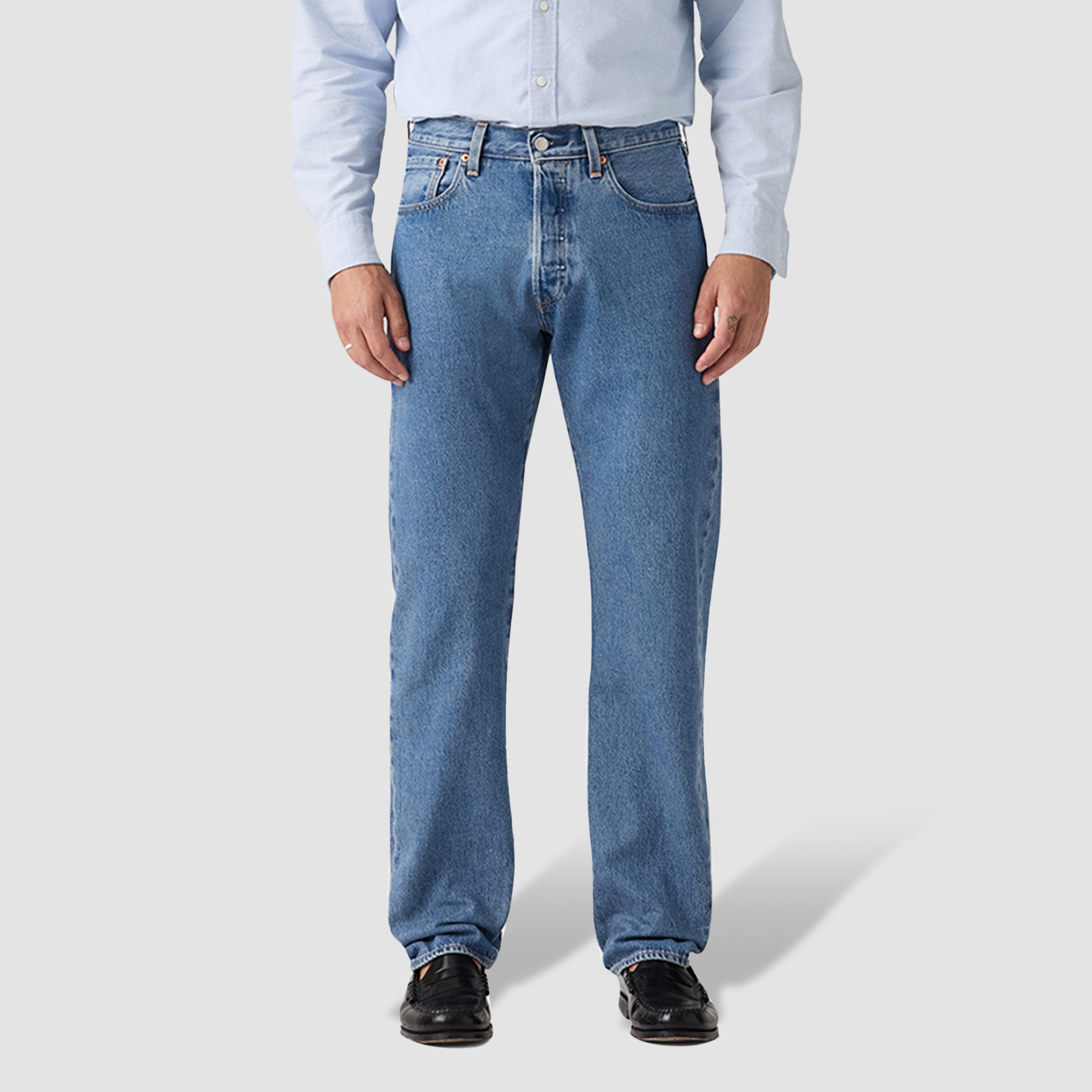 Levi's 501 Straight Fit Blue 5-Pocket Jeans Inseam 32-men-clothing-bottoms-jeans-image-1