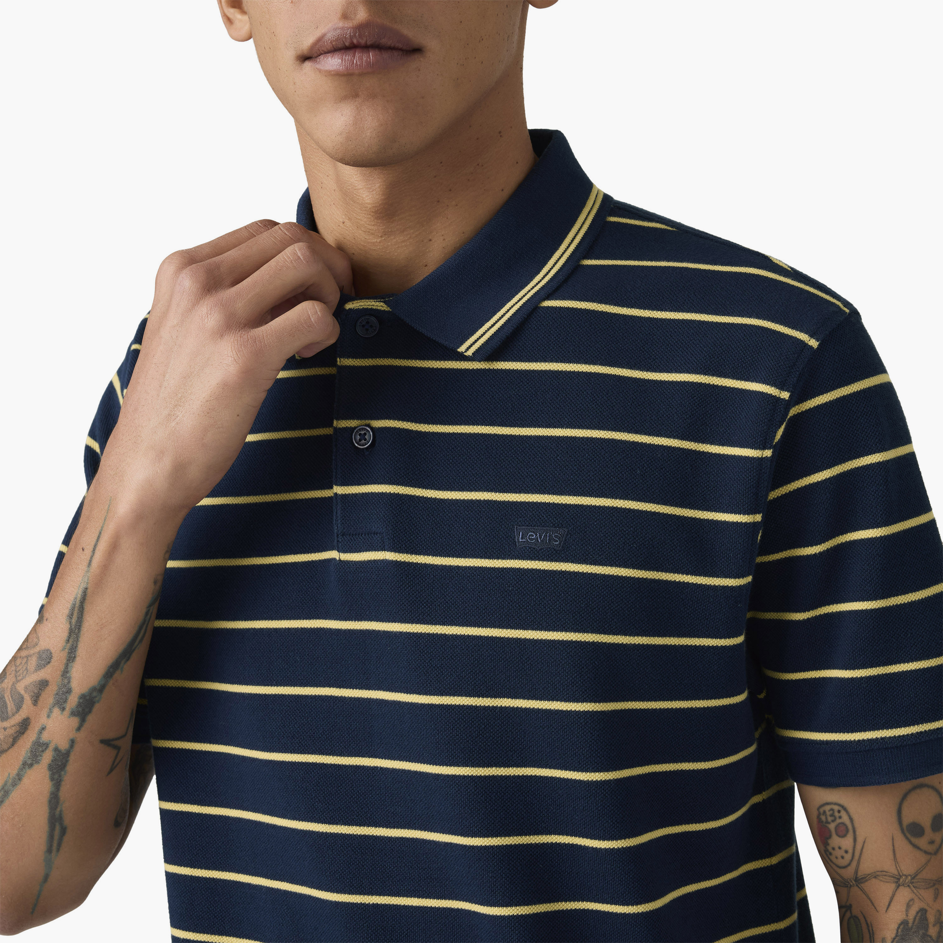 Levi's Striped Collared Short Sleeves Men's Polo T-Shirt-men-clothing-tshirtsandpolos-polos-image-2